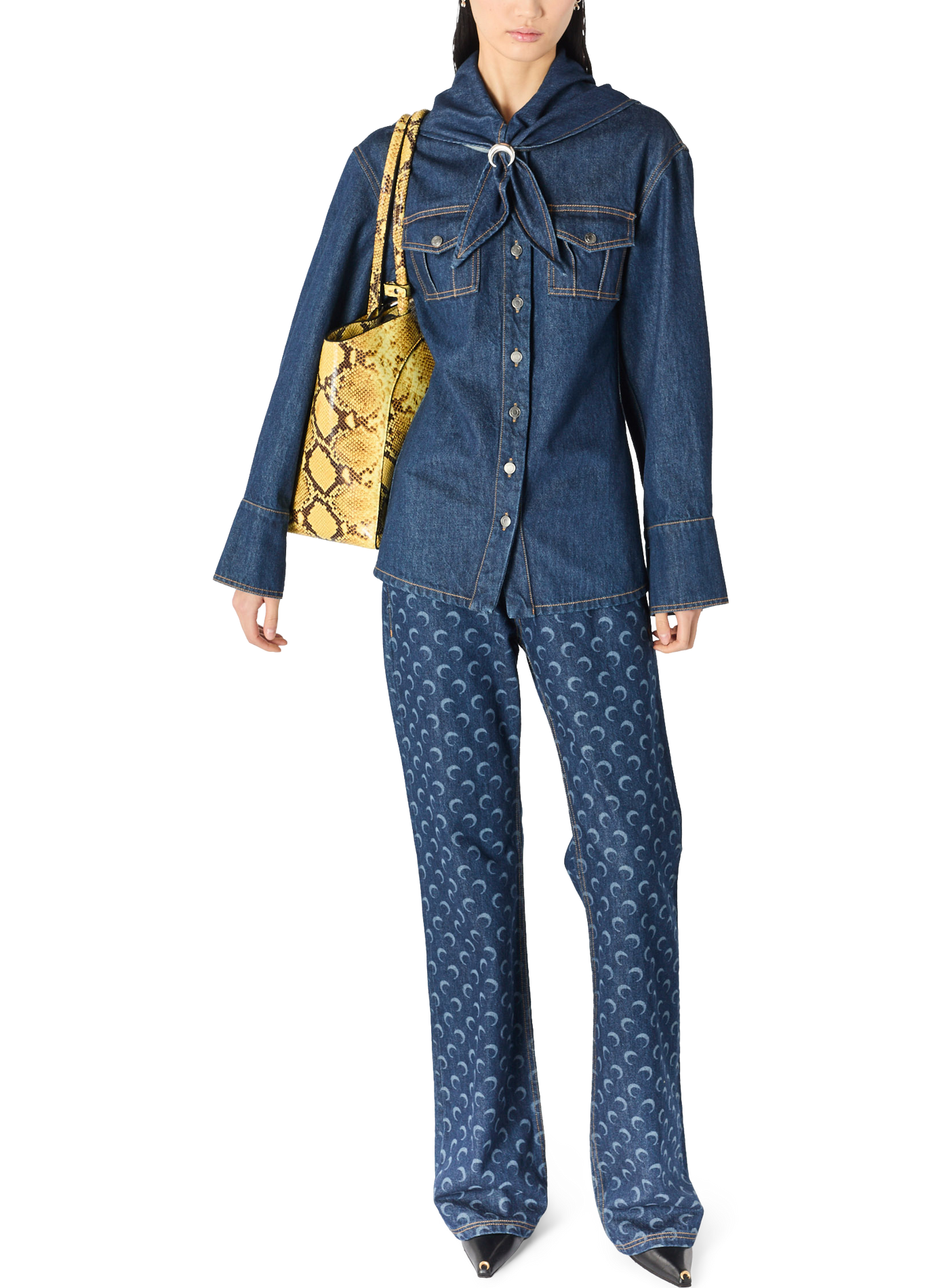 Chemise en jean bleu nuit MARINE SERRE Blauw