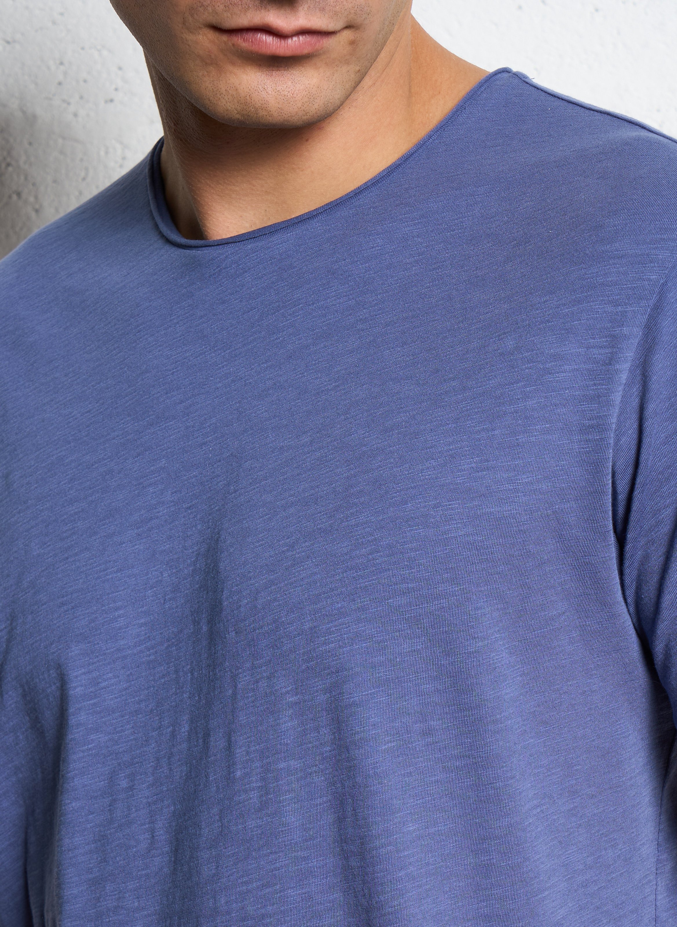 Tee-shirt droit col rond en coton IKKS Bleu