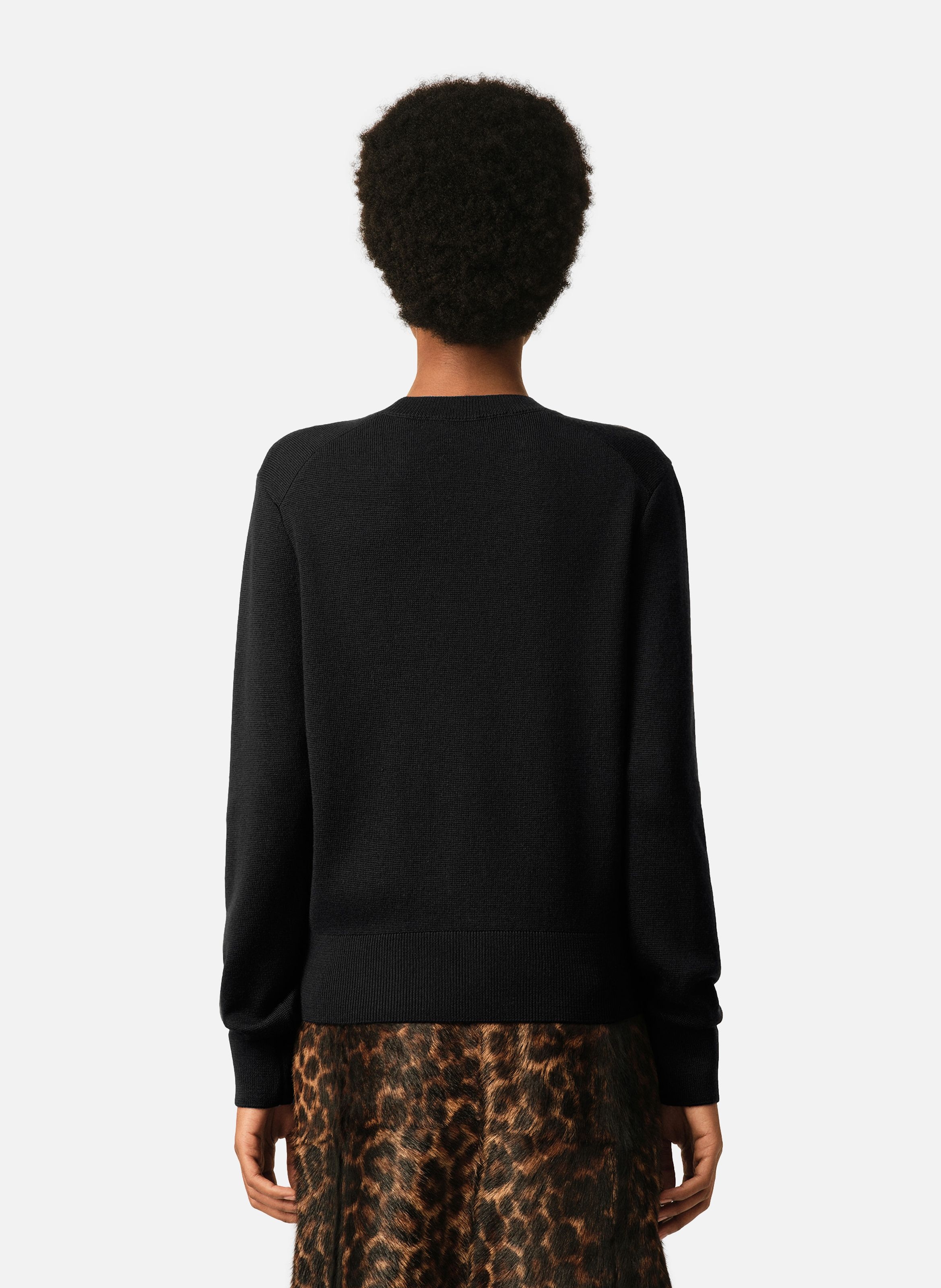 Pull col rond ami de coeur en laine AMI PARIS Noir