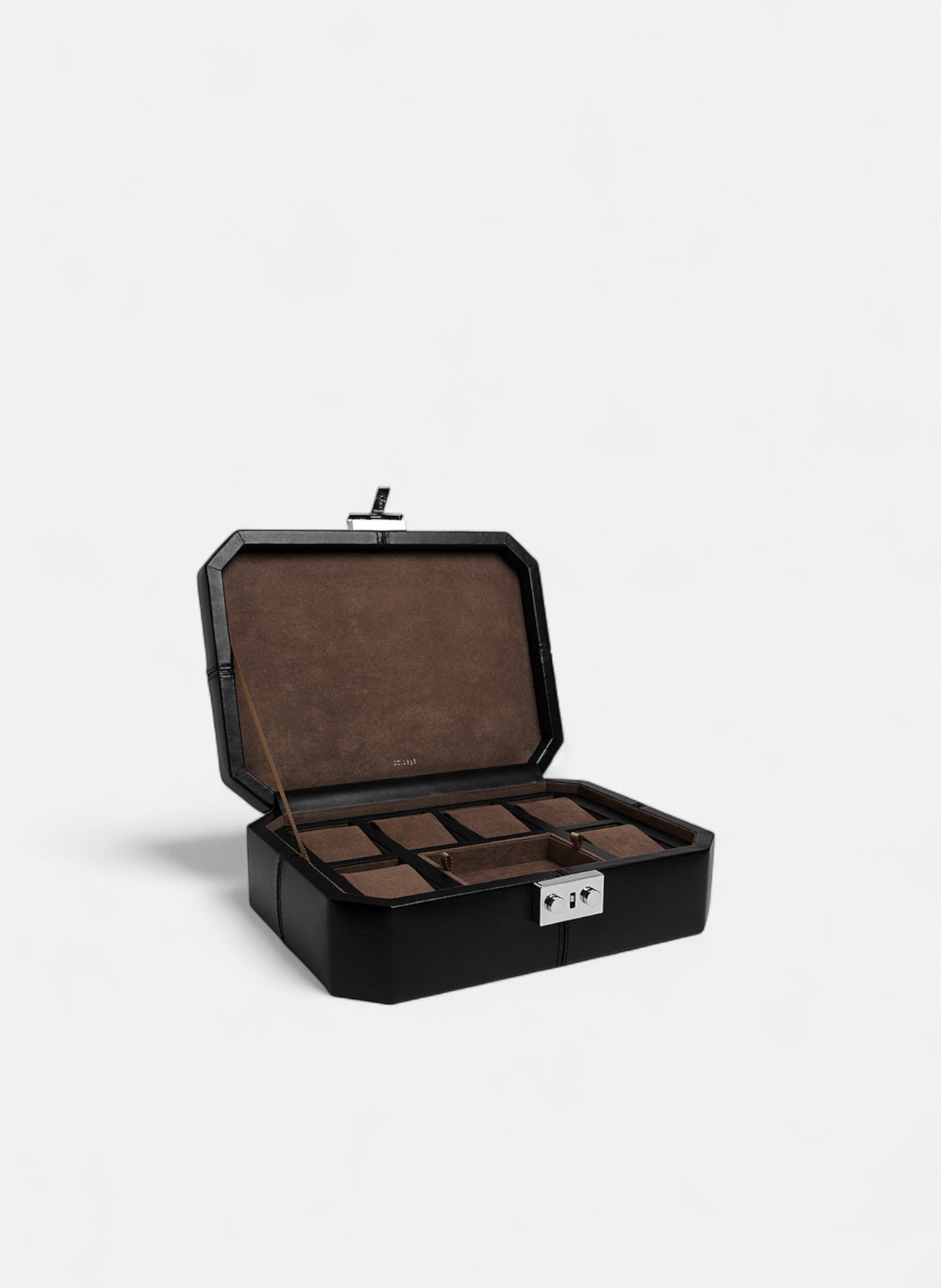 Coffret 6 montres et boutons de manchettes en cuir LE TANNEUR Noir