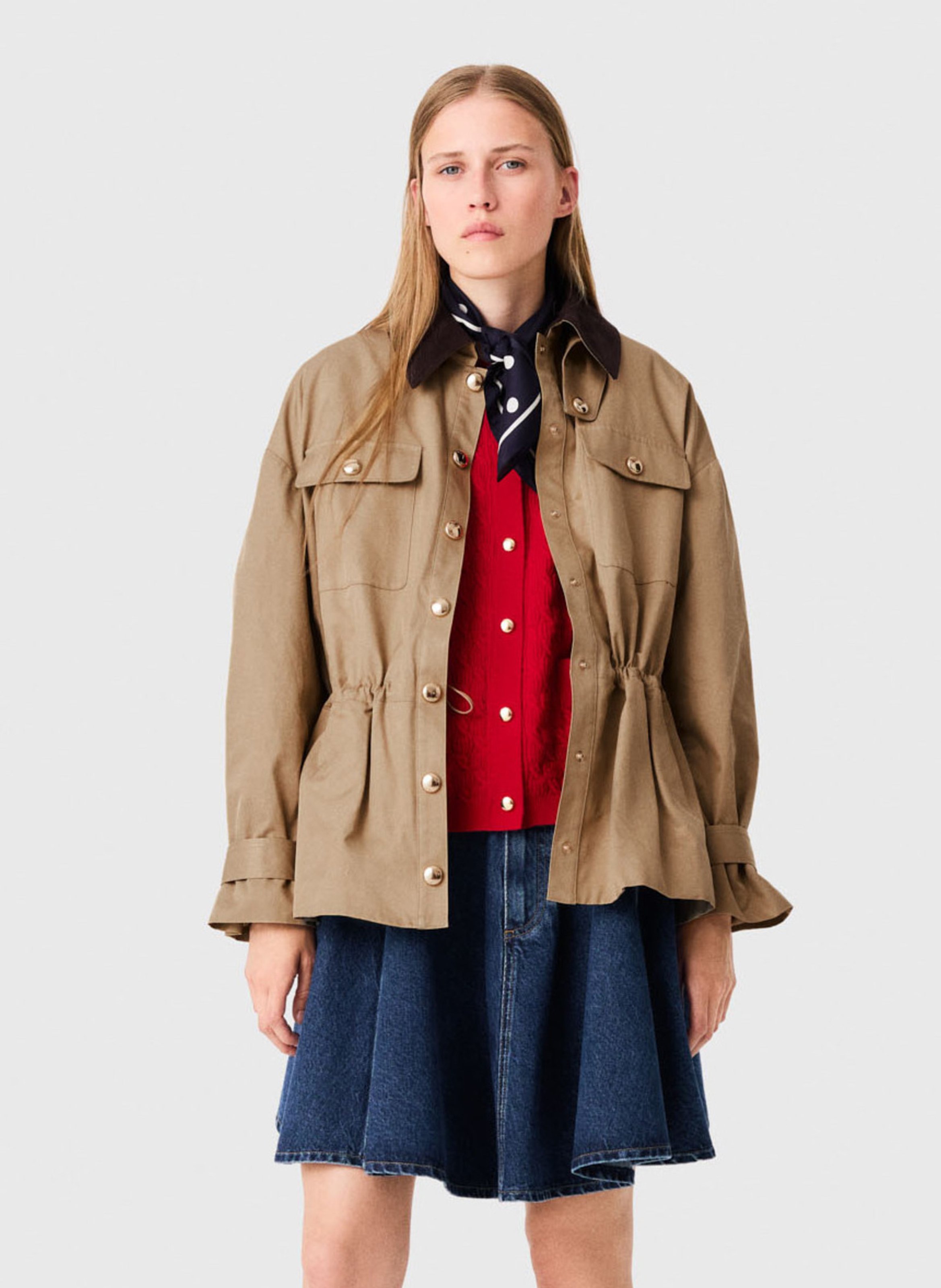 Veste col classique en coton mélangé MAJE Beige