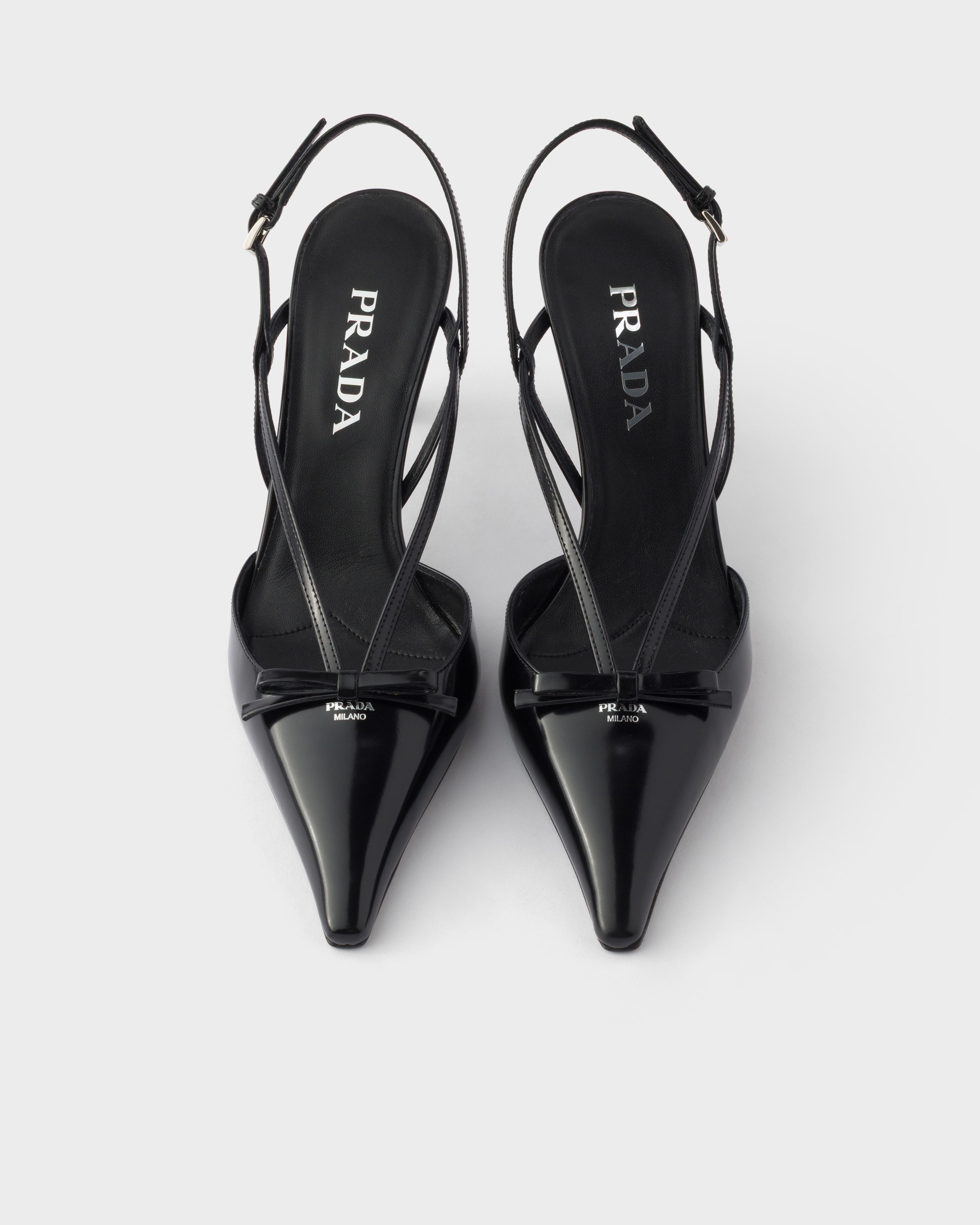 Escarpins à bride arrière en cuir brossé PRADA Noir