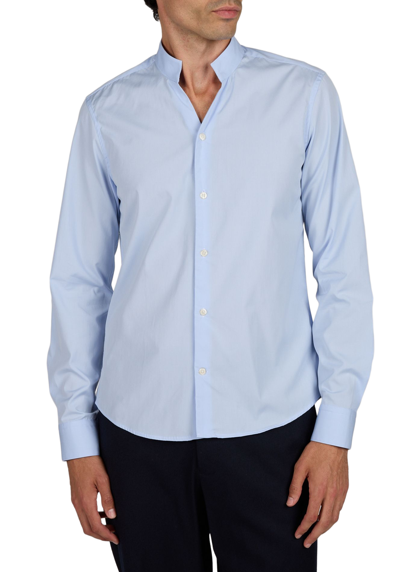 Fitted cotton Shirt AU PRINTEMPS PARIS Blue