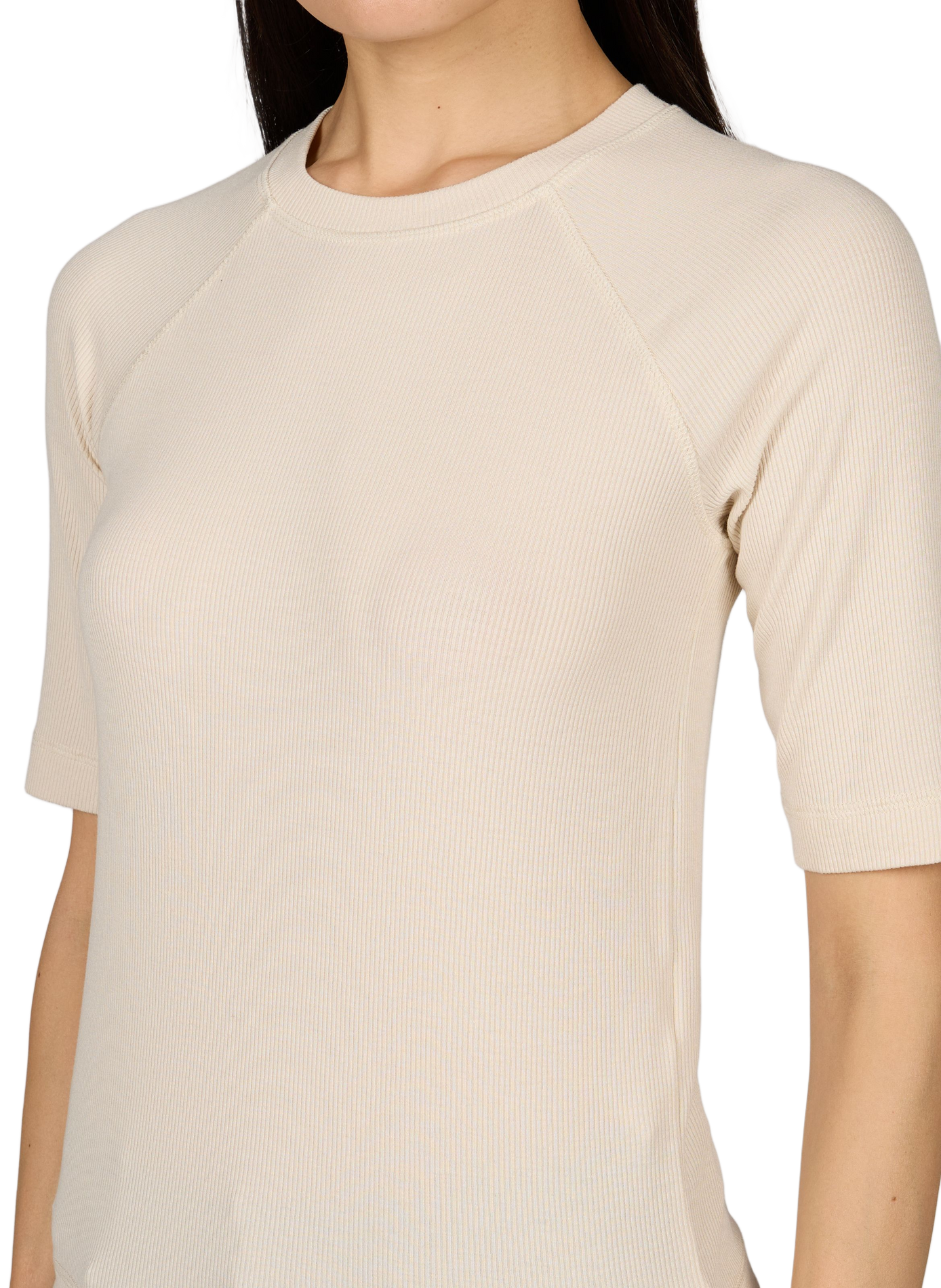 Ribbed straight t-shirt ROUGE EDIT Beige