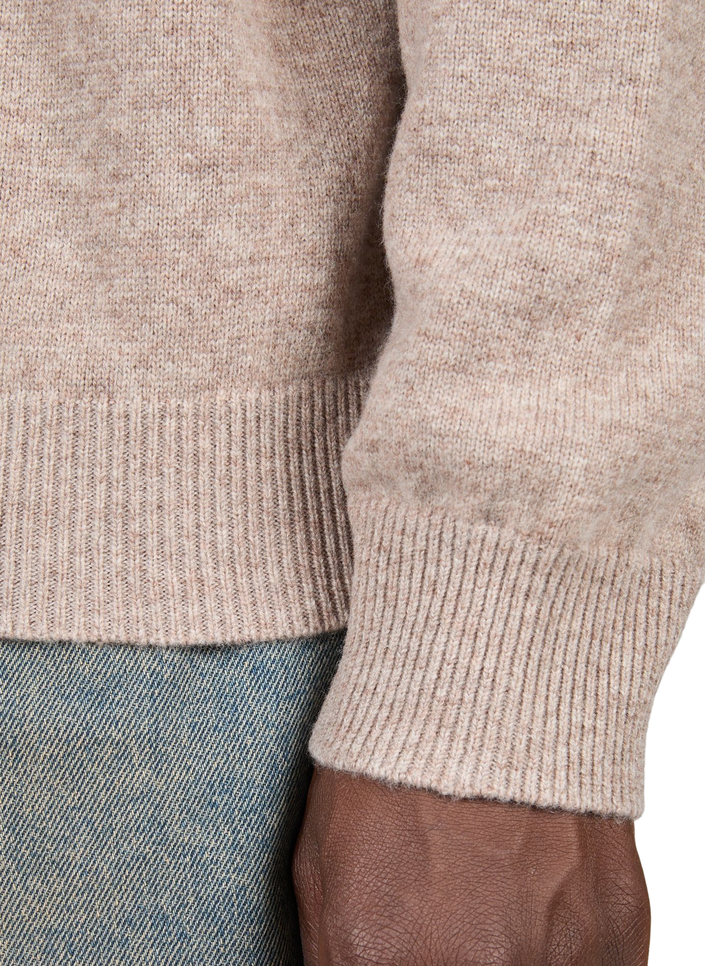 Gerader Woll- und Baumwollpullover BELLEROSE Beige