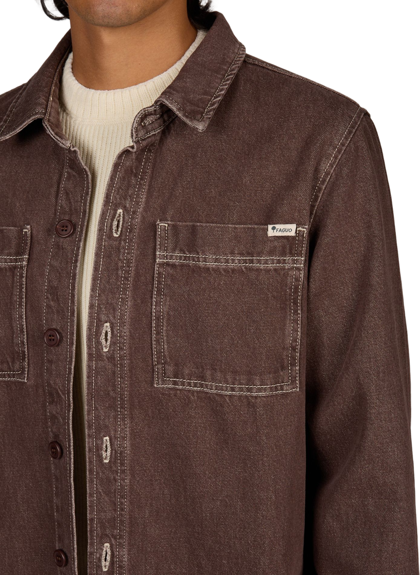 Straight cotton shirt FAGUO Brown