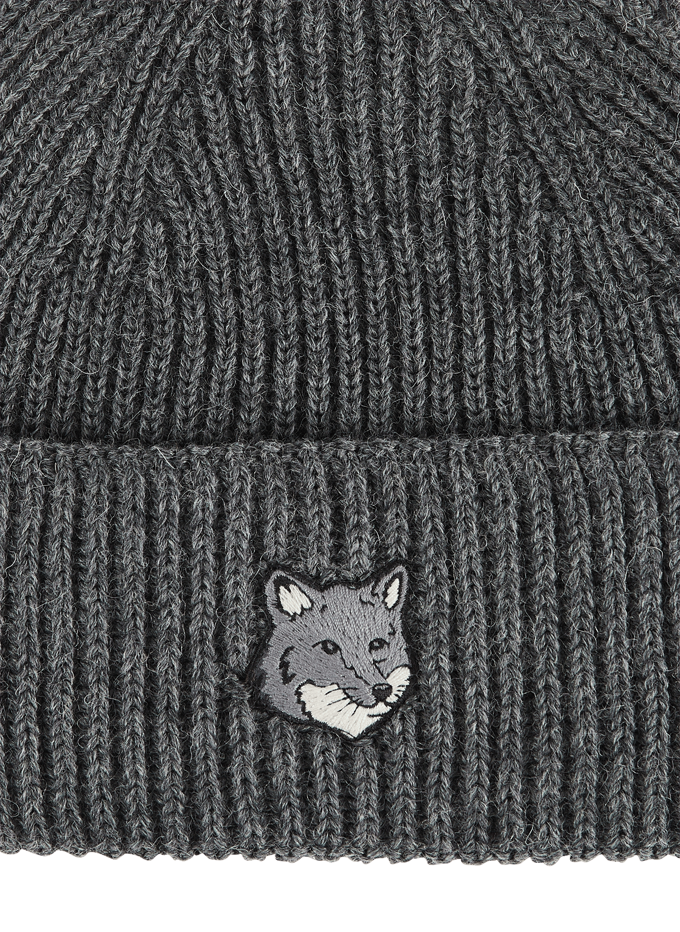 Ribbed wool beanie MAISON KITSUNÉ Grey