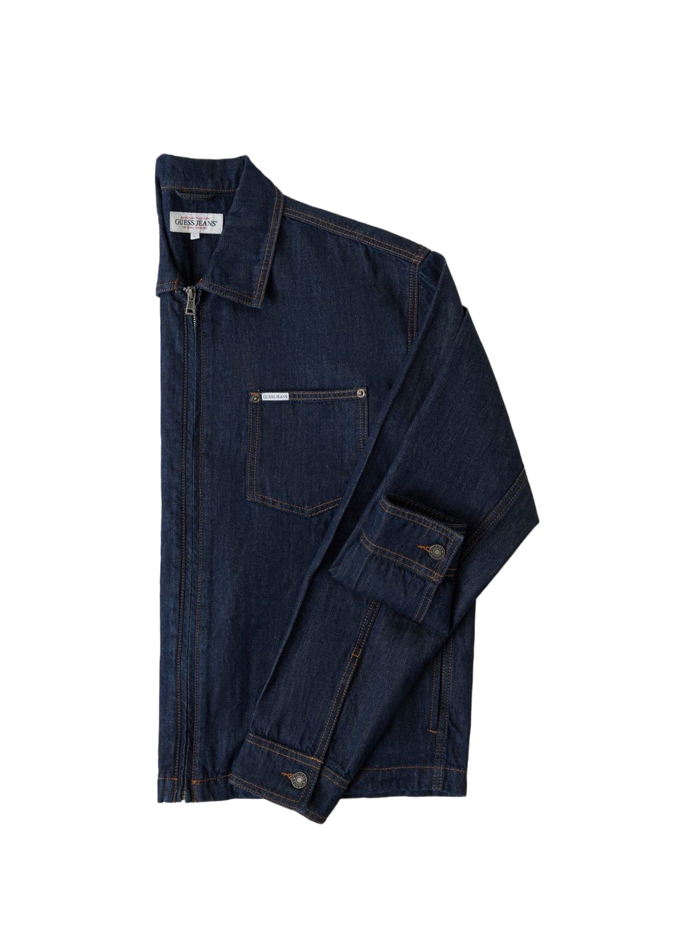 Straight denim jacket with classic collar in cotton GUESS Blue