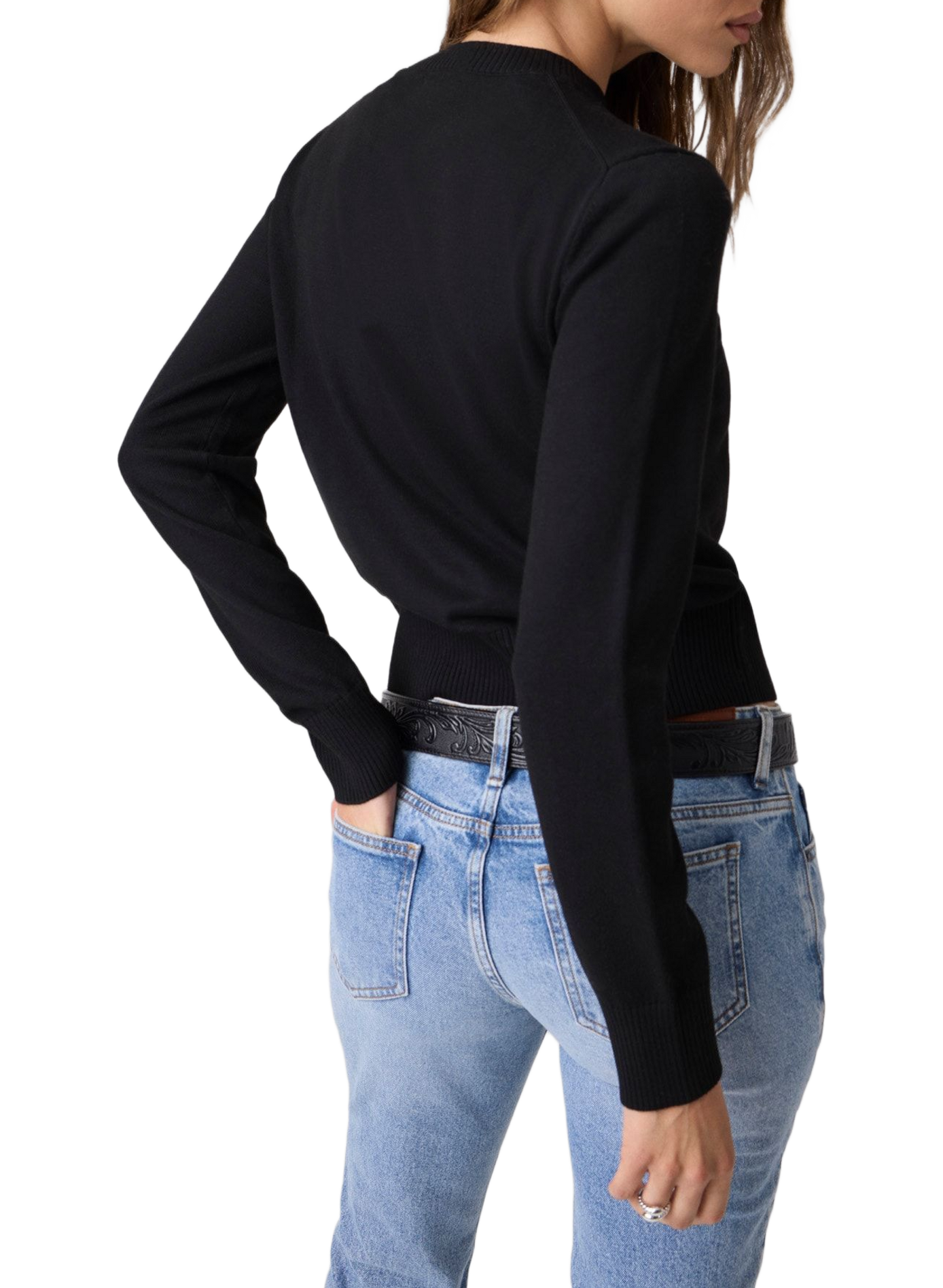 Straight-leg trousers with embroidered logo GUESS Black