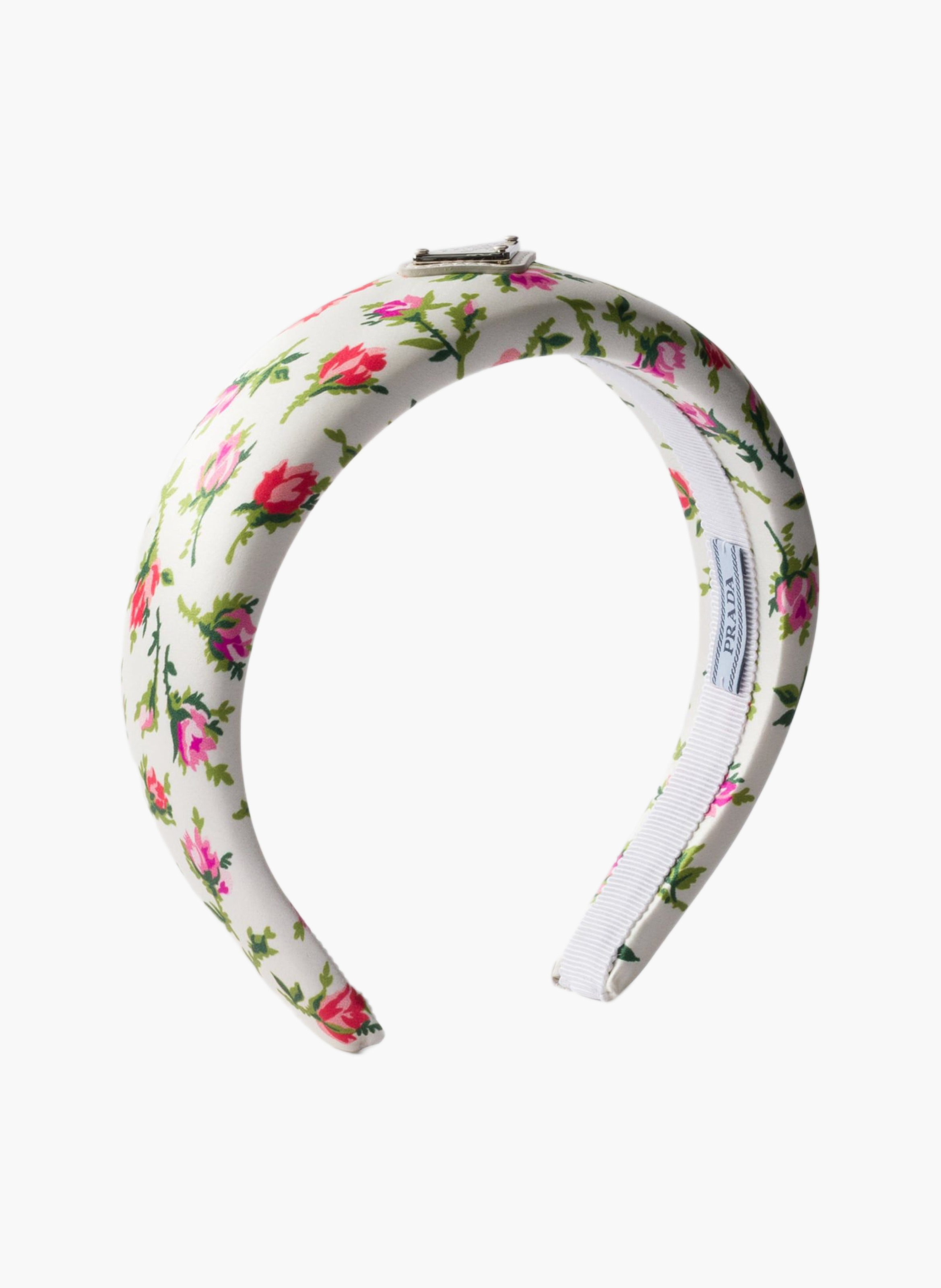 Bandeau imprimé en satin duchesse PRADA Beige