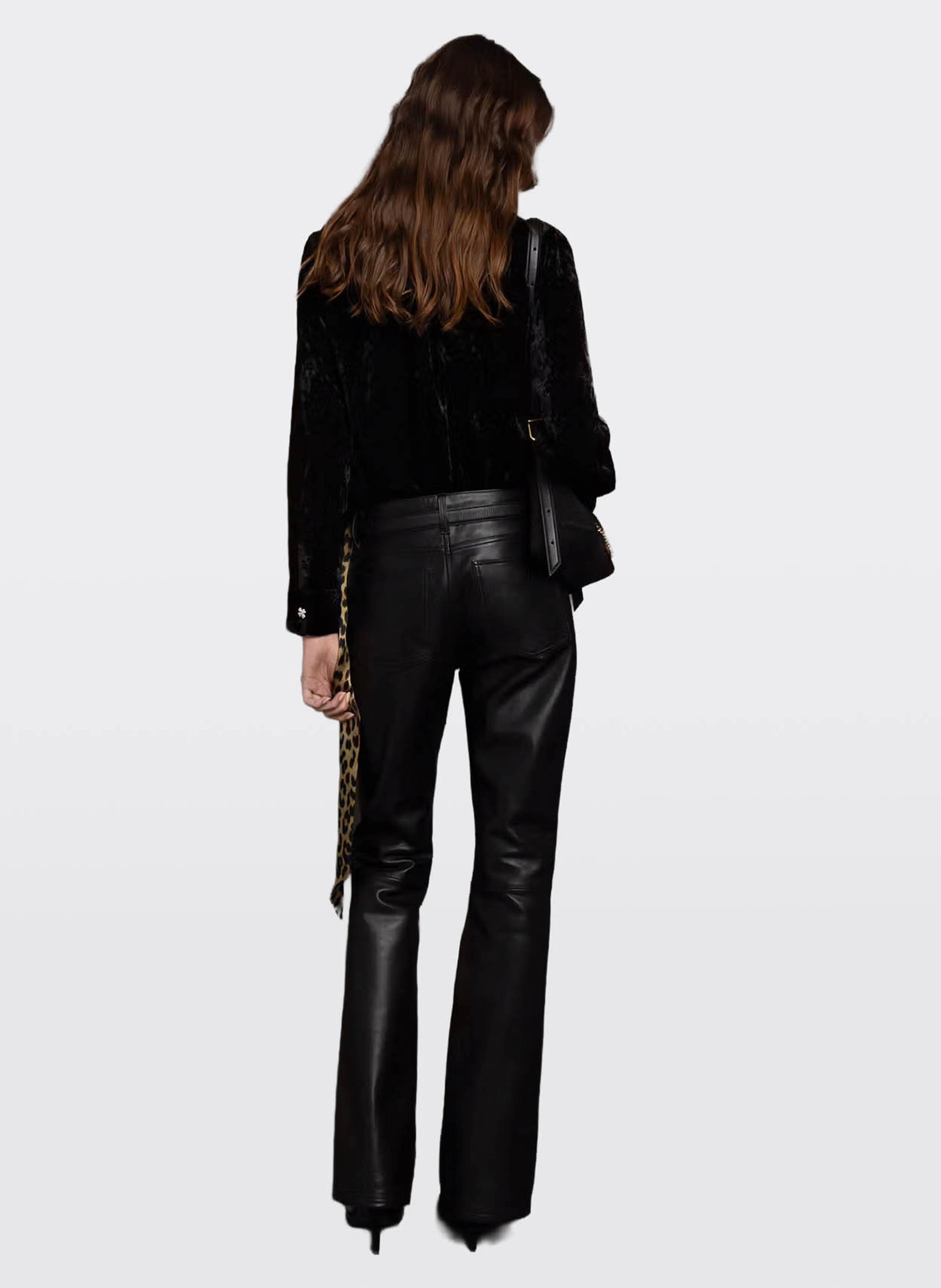 Blouse col tunisien en velours uni tinky ZADIG&VOLTAIRE Noir