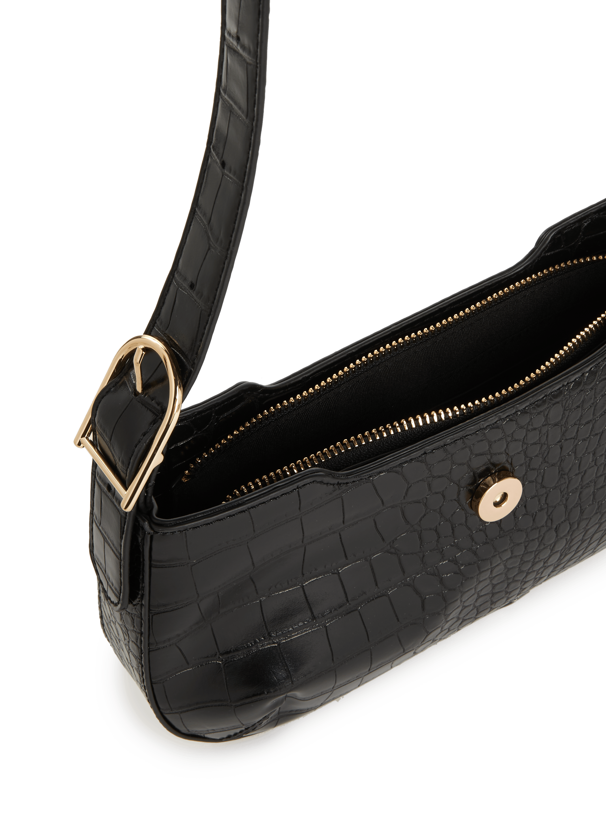 Hobo crocodile-embossed bag AU PRINTEMPS PARIS Black