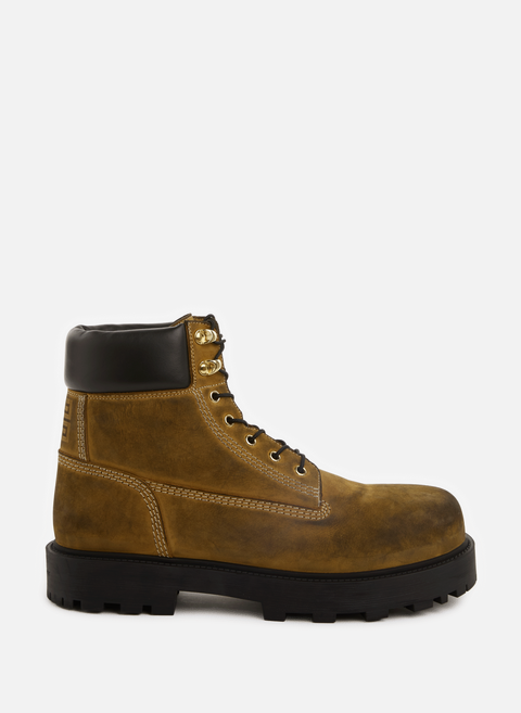 Brown leather lace-up ankle bootsGIVENCHY 