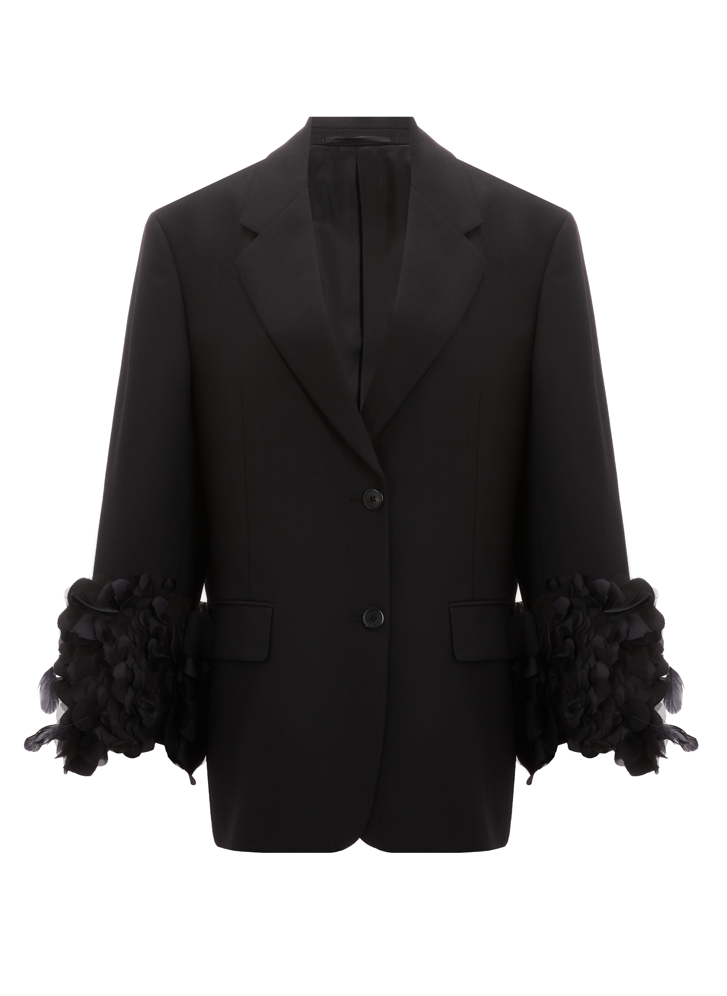 Straight-fit wool and feather jacket   PRADA Black
