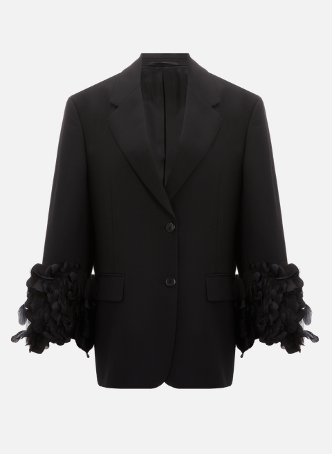 Straight wool and feather jacket BlackPRADA 