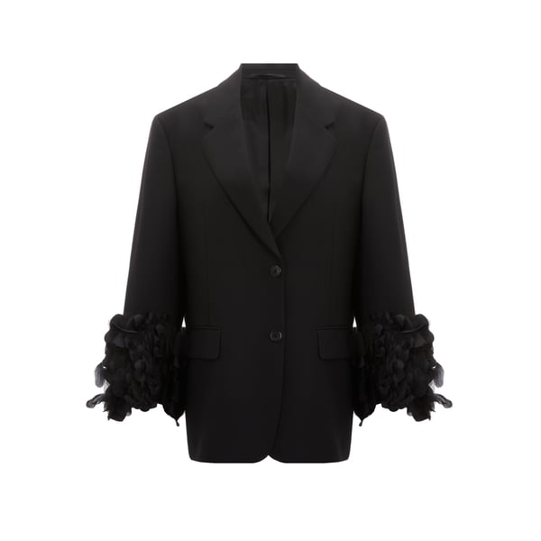 Prada Straight-fit Wool And Feather Jacket In Black