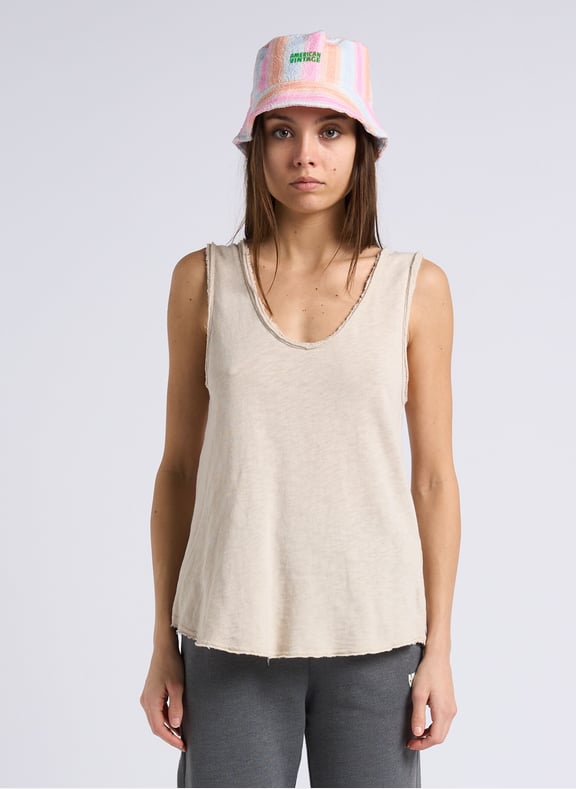 Débardeur col rond droit en coton sonoma Beige by AMERICAN VINTAGE AMERICAN VINTAGE Débardeur col rond droit en coton sonoma Beige