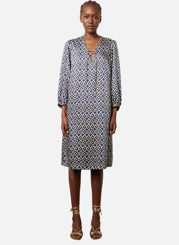 Robe courte fluide imprimée - ekram Bleu by GERARD DAREL GERARD DAREL Robe courte fluide imprimée - ekram Bleu