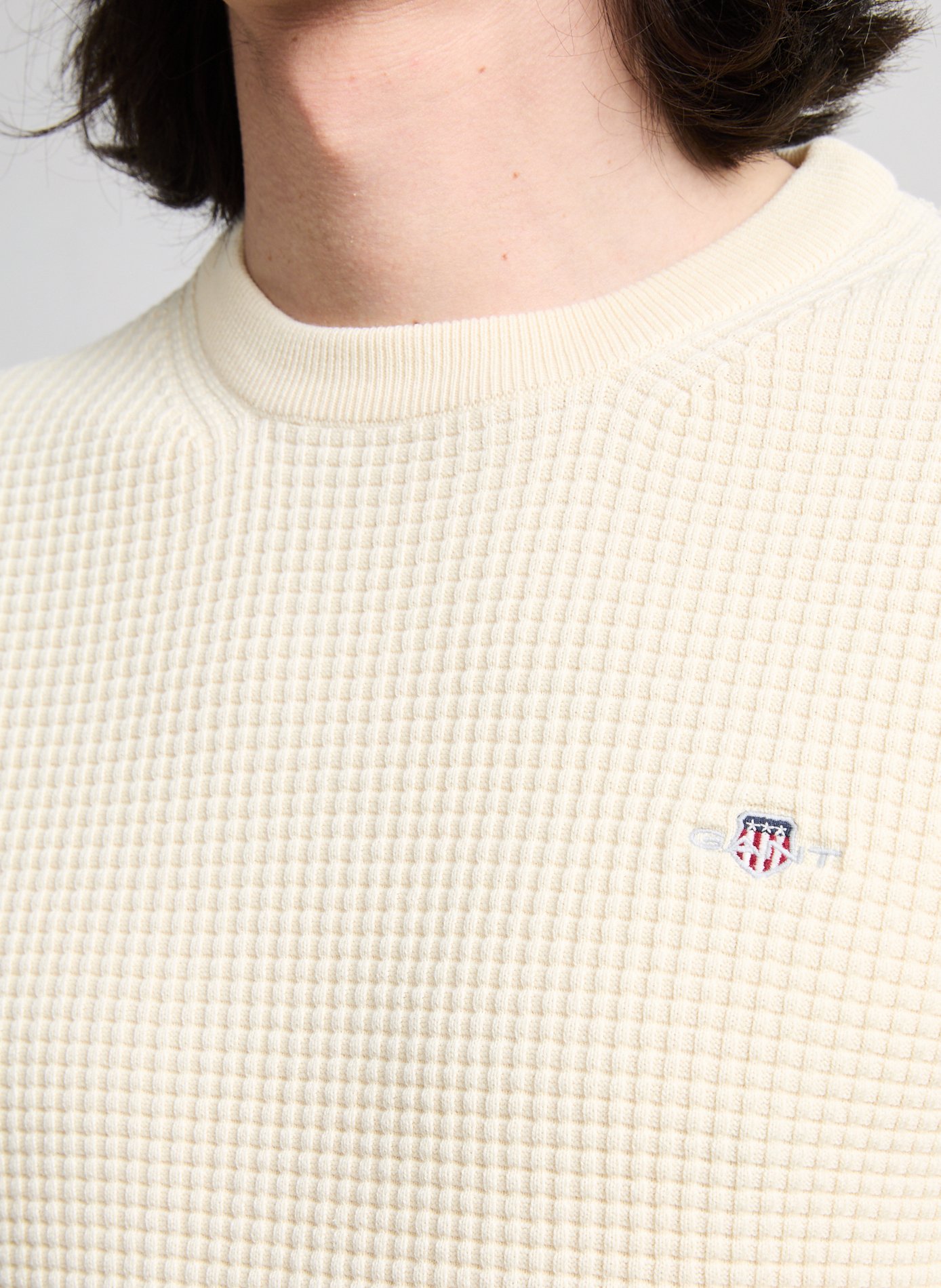 Textured knit polo Beige