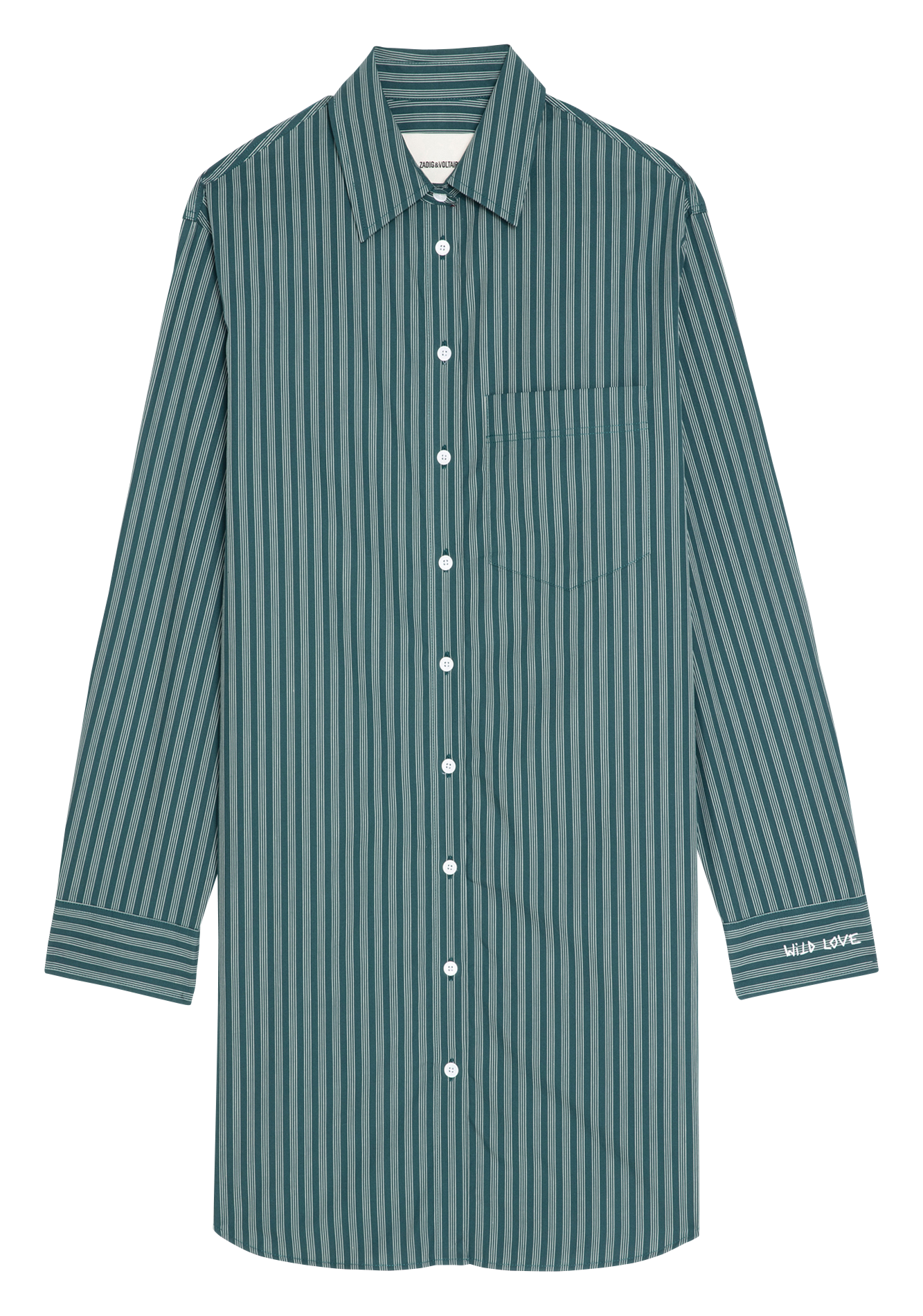 Robe chemise droite en coton rayé rorning ZADIG&VOLTAIRE Vert
