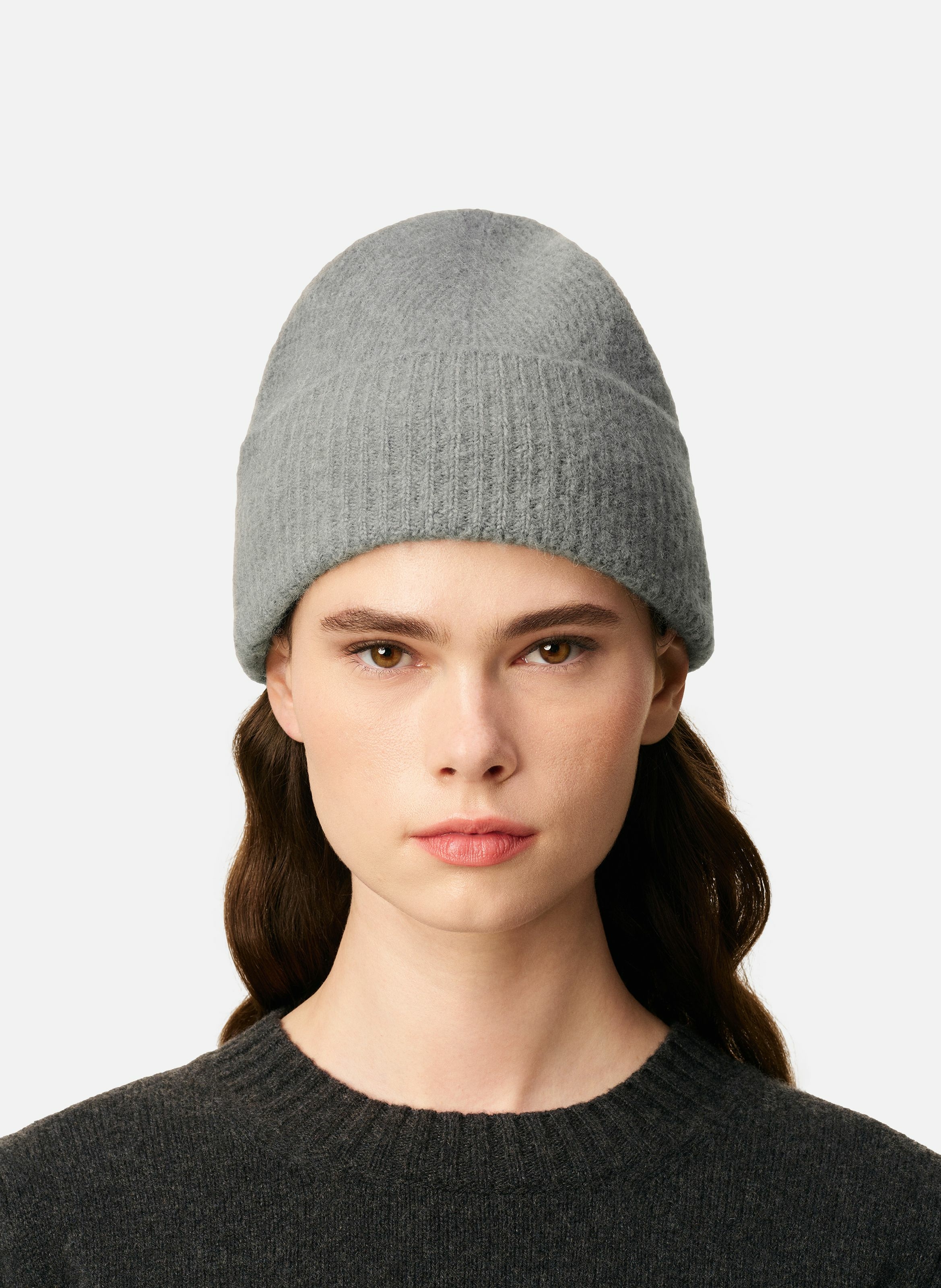 Bonnet ami de coeur en alpaga rayé unisexe AMI PARIS Gris