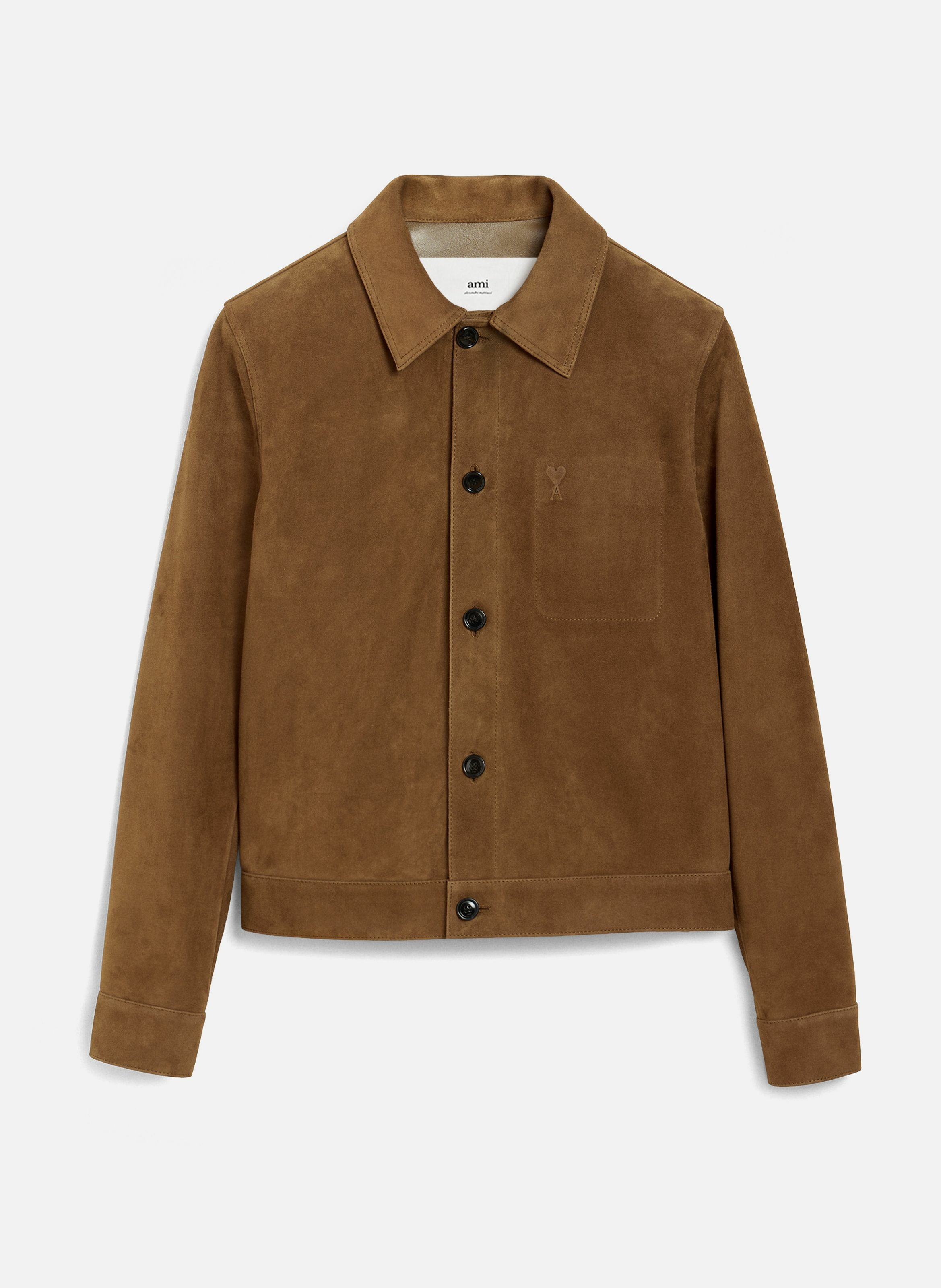 Veste boutonnée ami de coeur en cuir AMI PARIS Marron