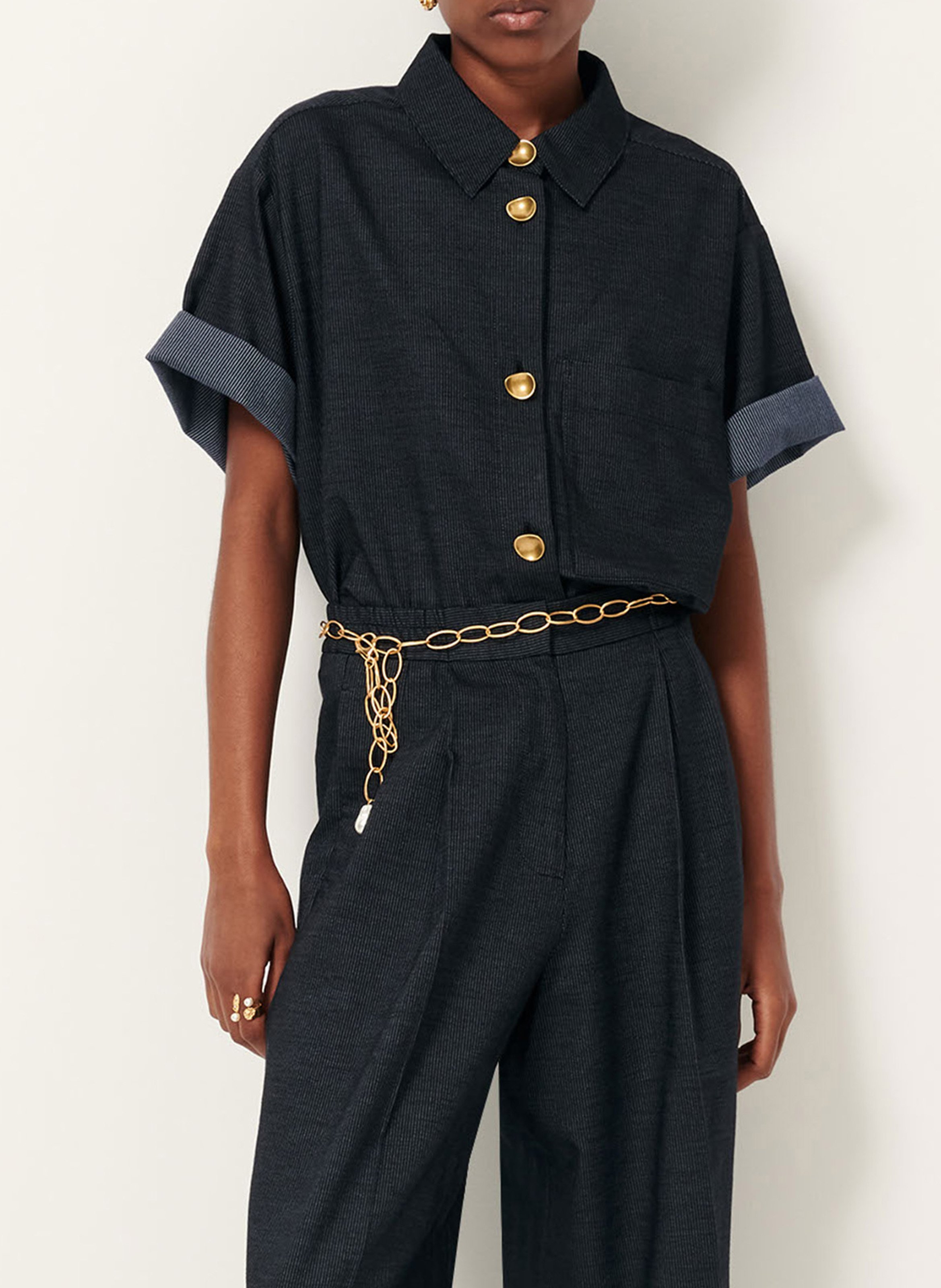 Chemise col classique en denim ka SESSUN Bleu