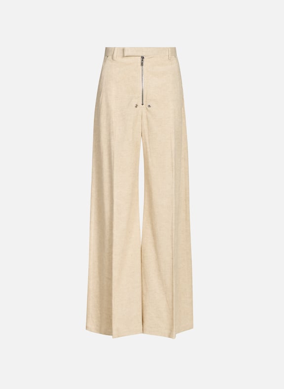 Ribbed cotton and linen trousers Beige by RICK OWENS RICK OWENS Ribbed cotton and linen trousers Beige