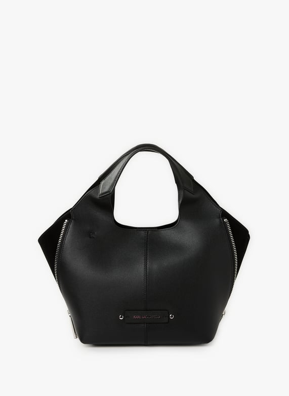 Sac à main double anse en cuir | Noir by KARL LAGERFELD Sac à main double anse en cuir Noir