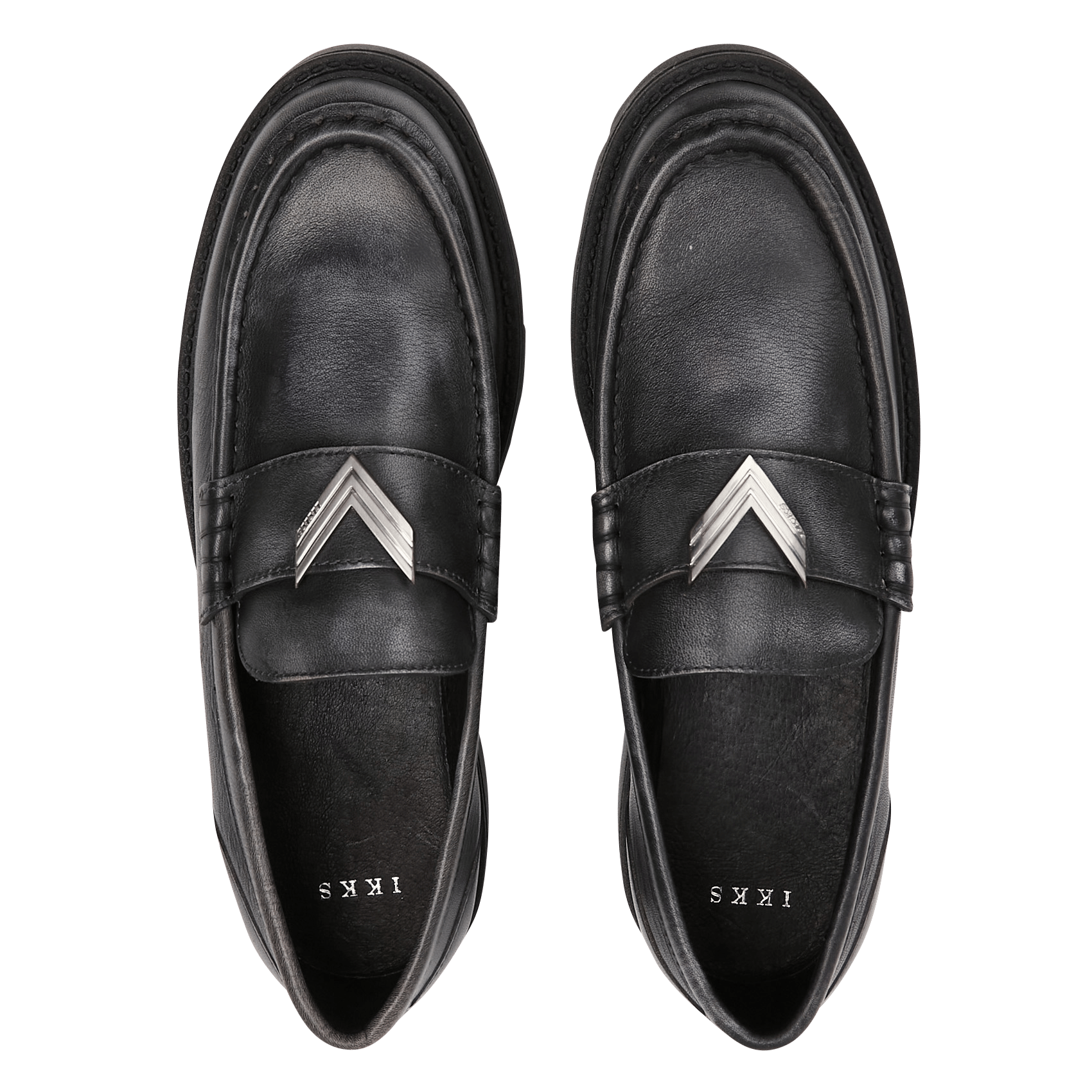 Mocassins en cuir effet patiné IKKS Gris