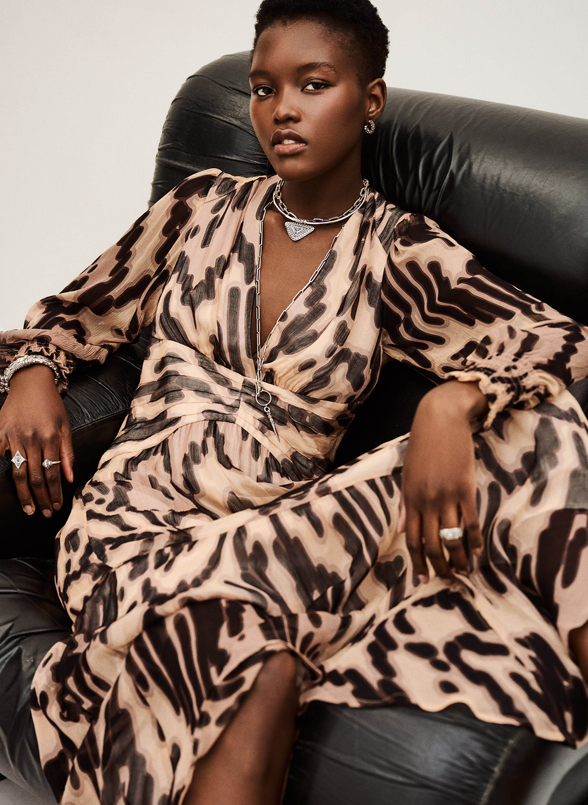 Robe midi imprimée décolleté v amor BA&SH Rose