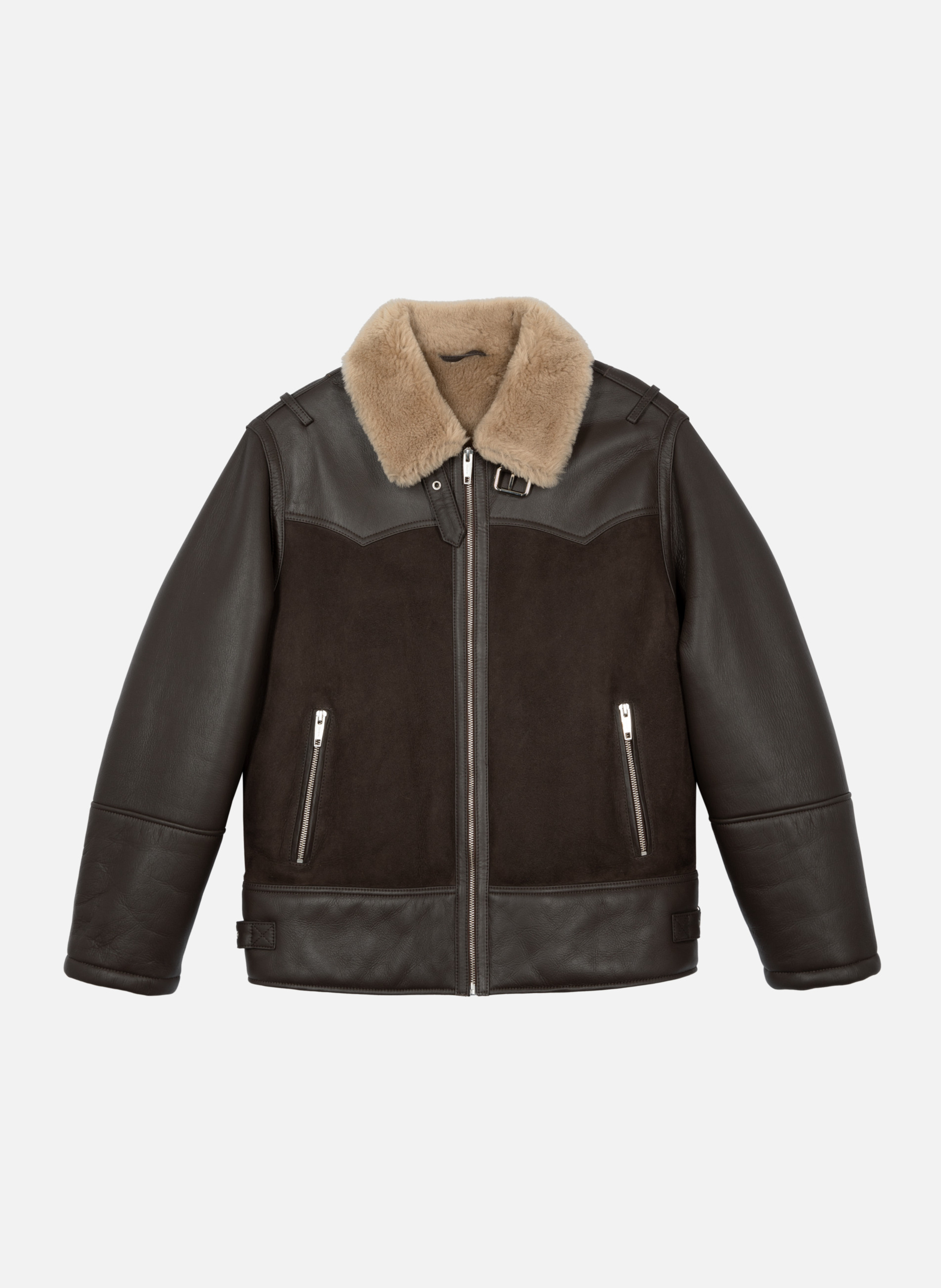 Peau lainée courte avec col sherpa THE KOOPLES Marron