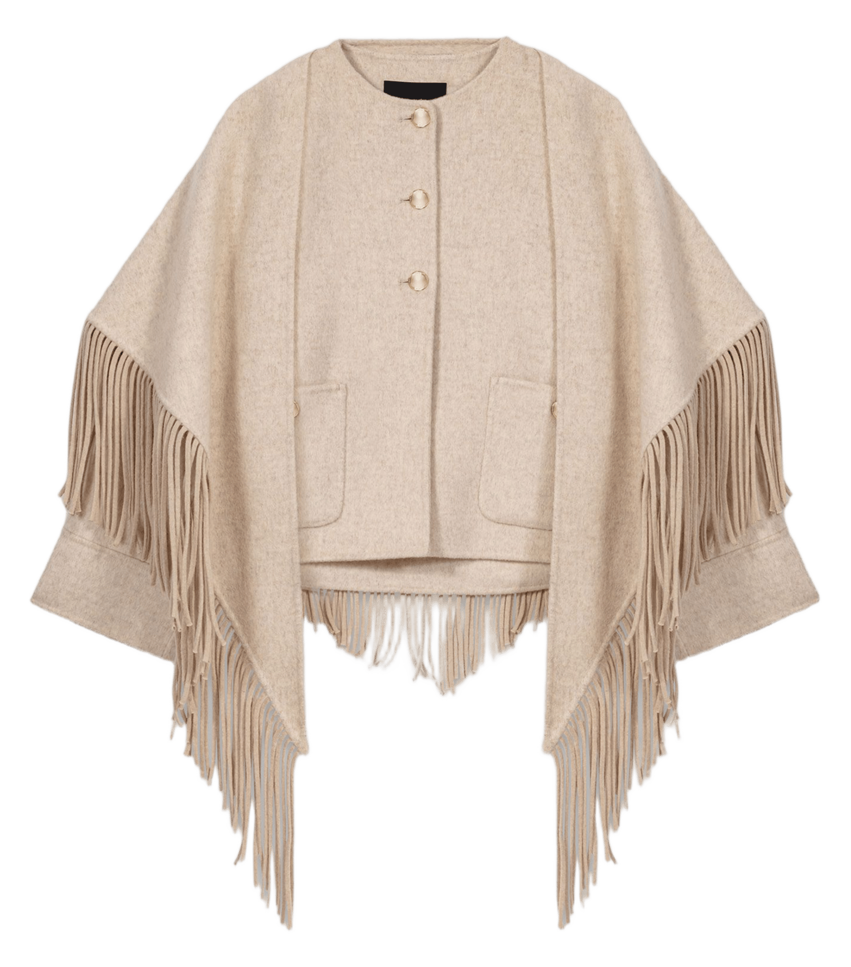 Veste oversize col rond en laine mélangée MAJE Beige