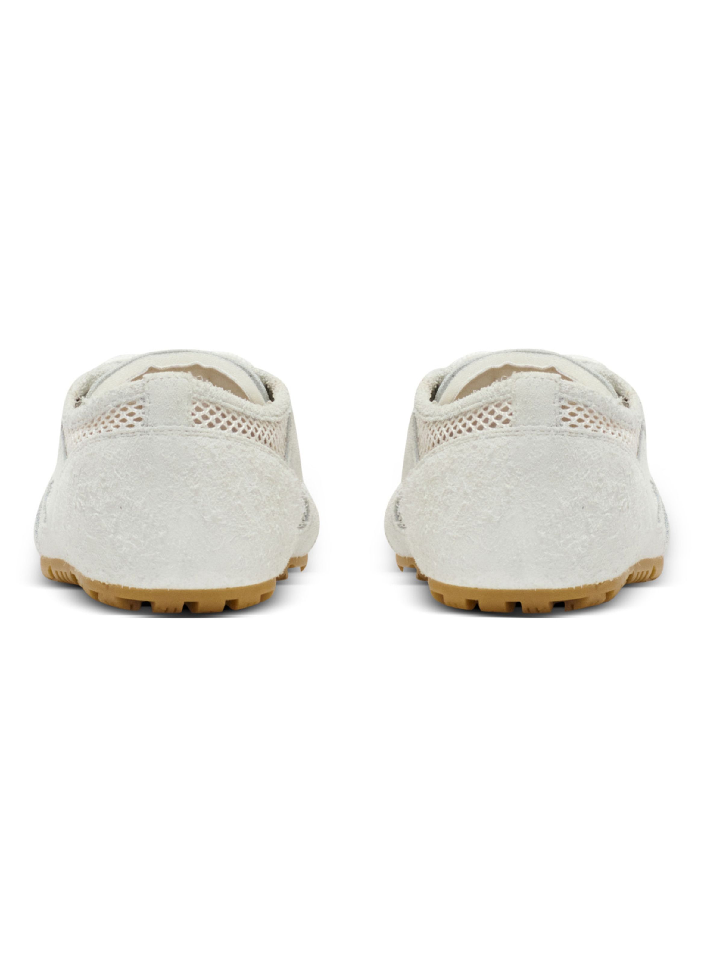 Baskets racer 45 en cuir de veau, daim et nylon BALMAIN Blanc