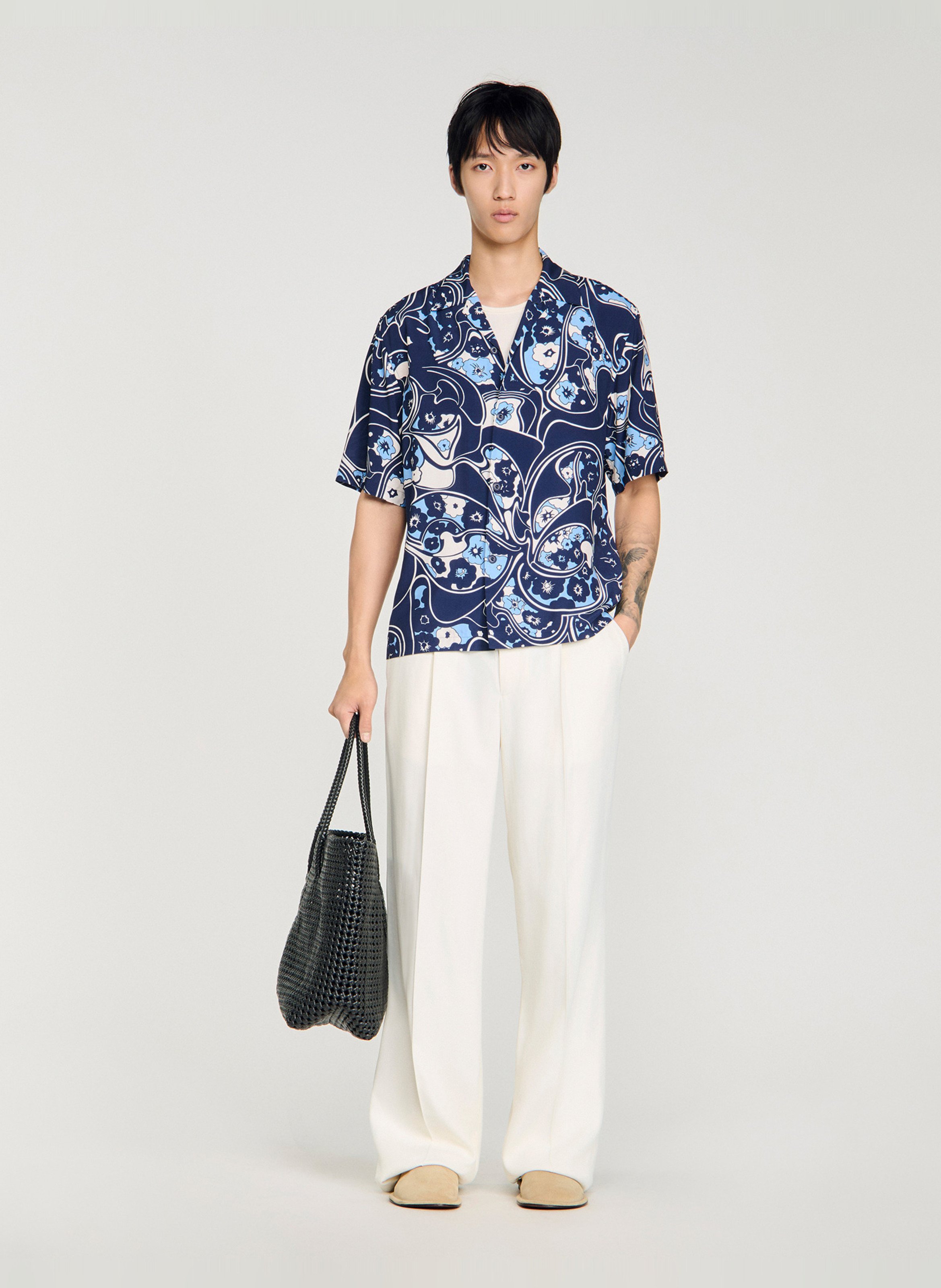 Chemise à imprimé floral SANDRO Bleu