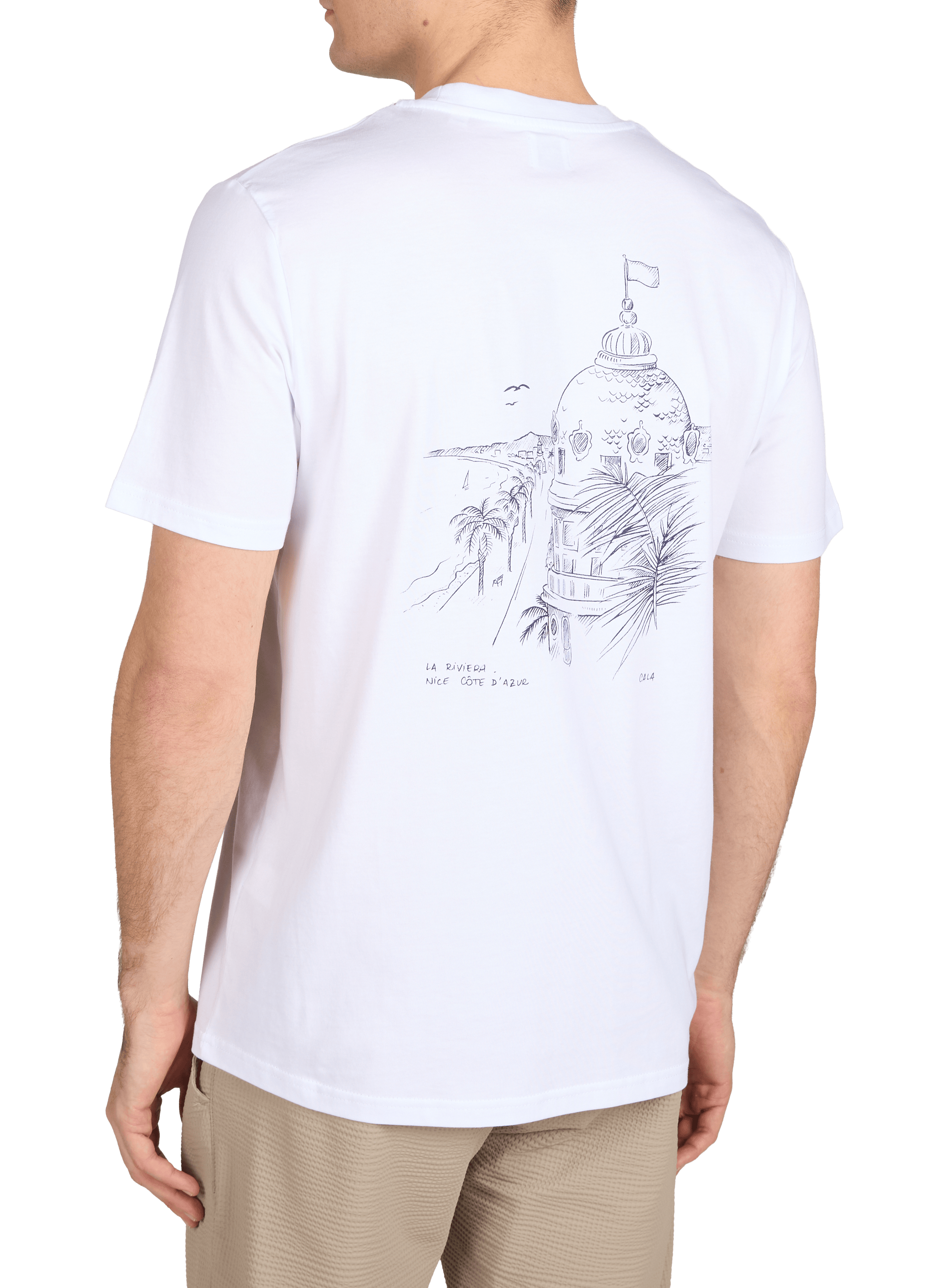 T-shirt imprimé à col rond en coton 1789 CALA Blanc