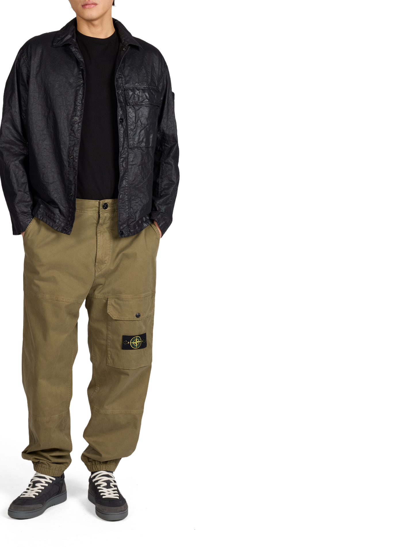 Wrinkled shirt with classic collar STONE ISLAND Black