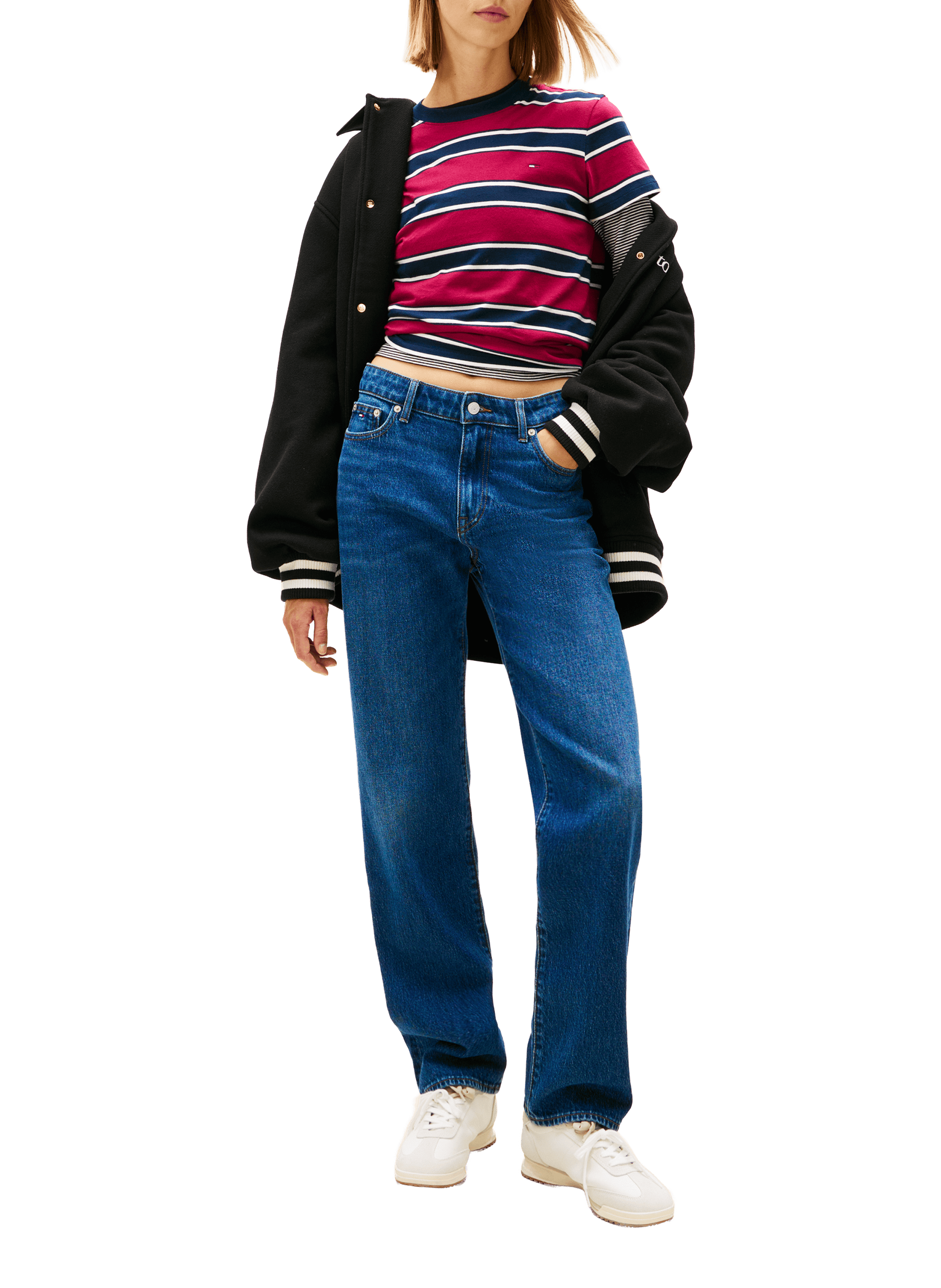 Jean droit en coton mélangé TOMMY HILFIGER Bleu