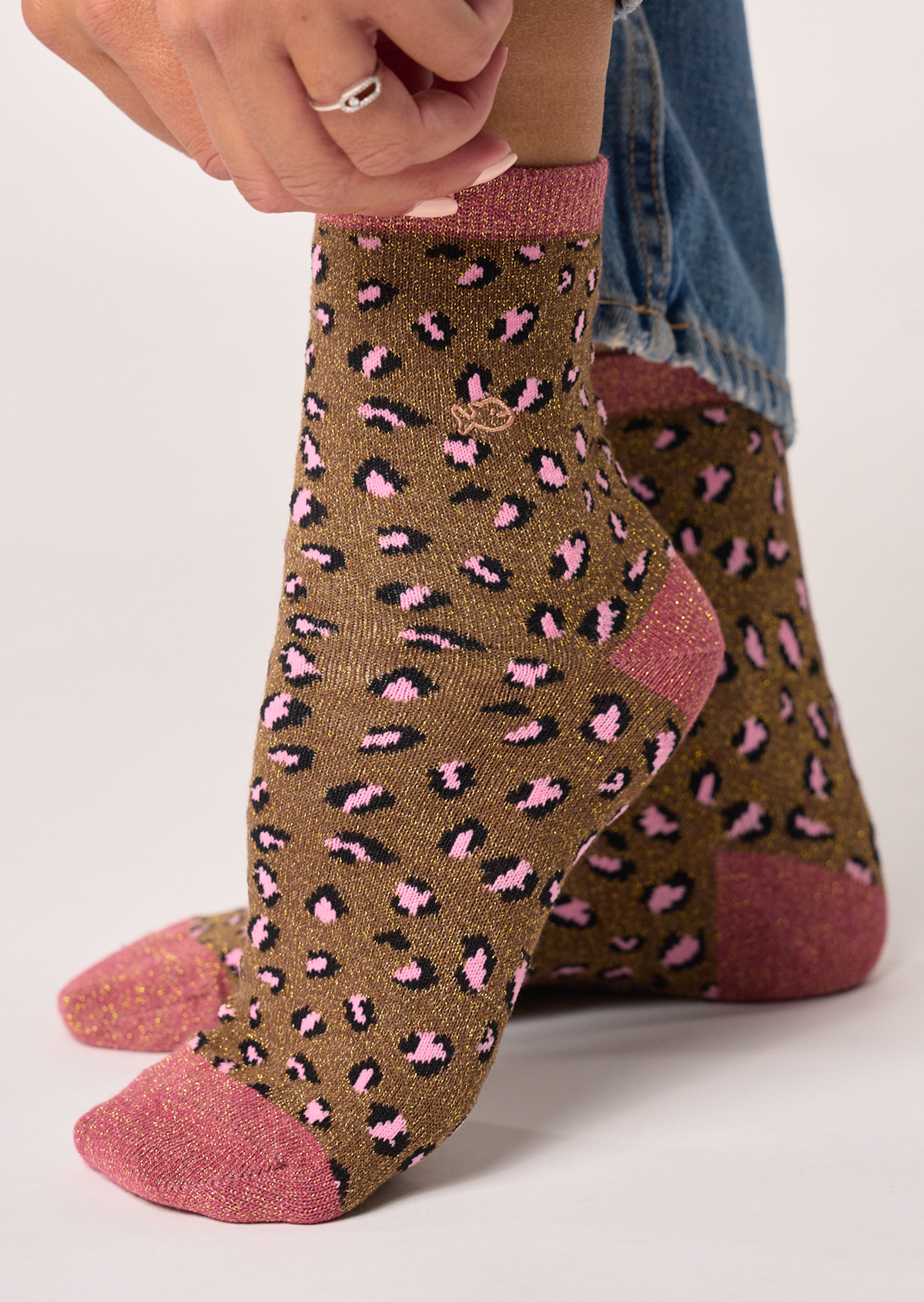 Chaussettes en coton peigné léopard BILLYBELT Marron