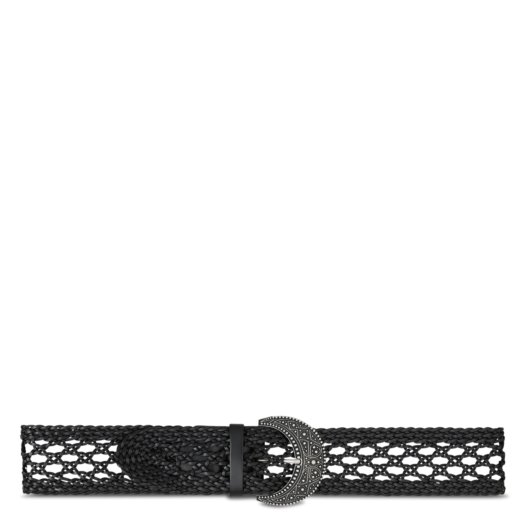 Ceinture tressée à boucle en cuir balmy BA&SH Noir