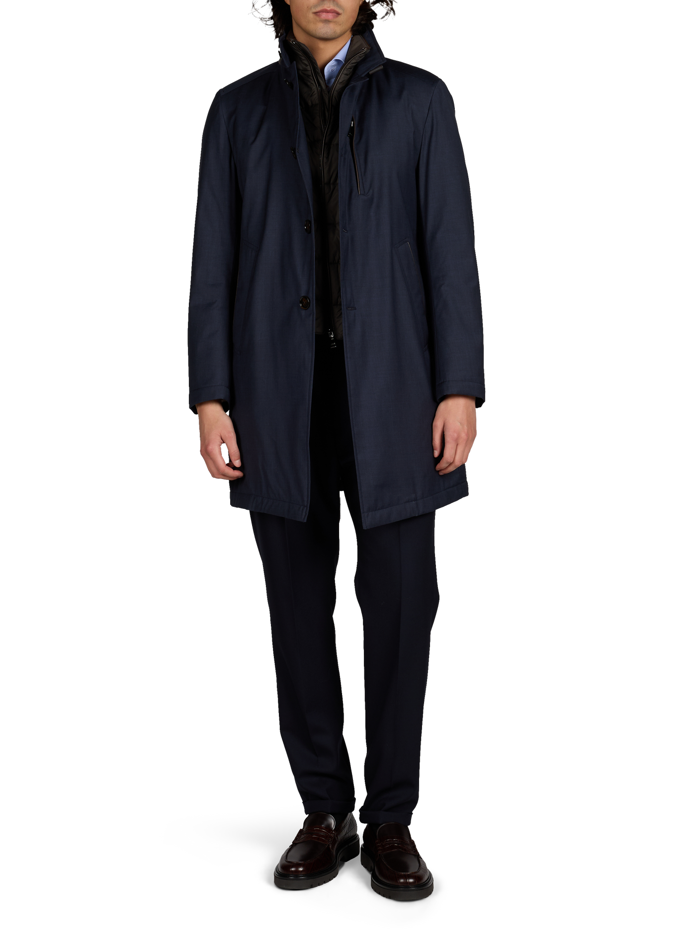 Manteau uni en laine vierge WINDSOR Bleu