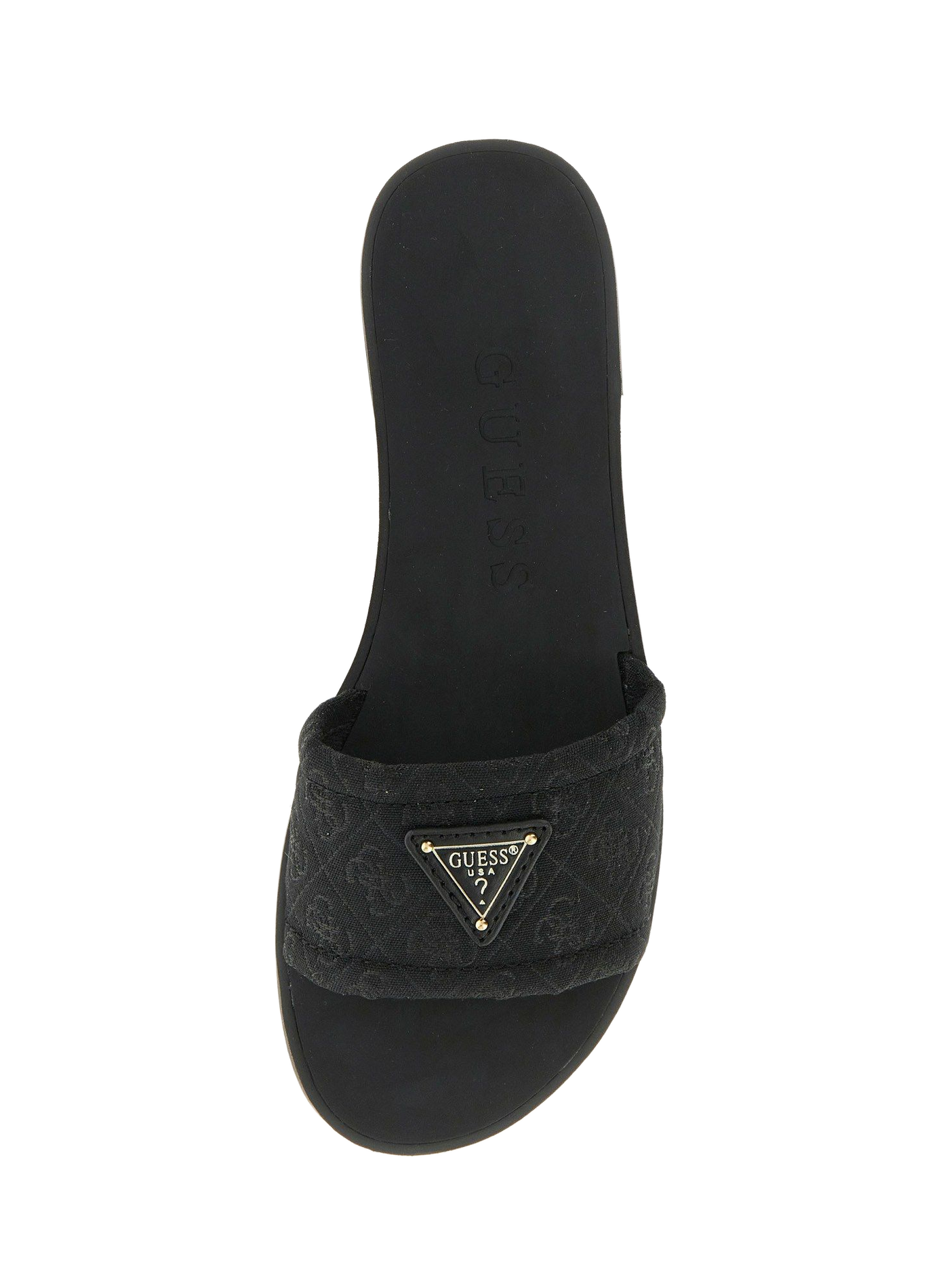 Flat sandals Elysone with logo in mixed cotton GUESS Black