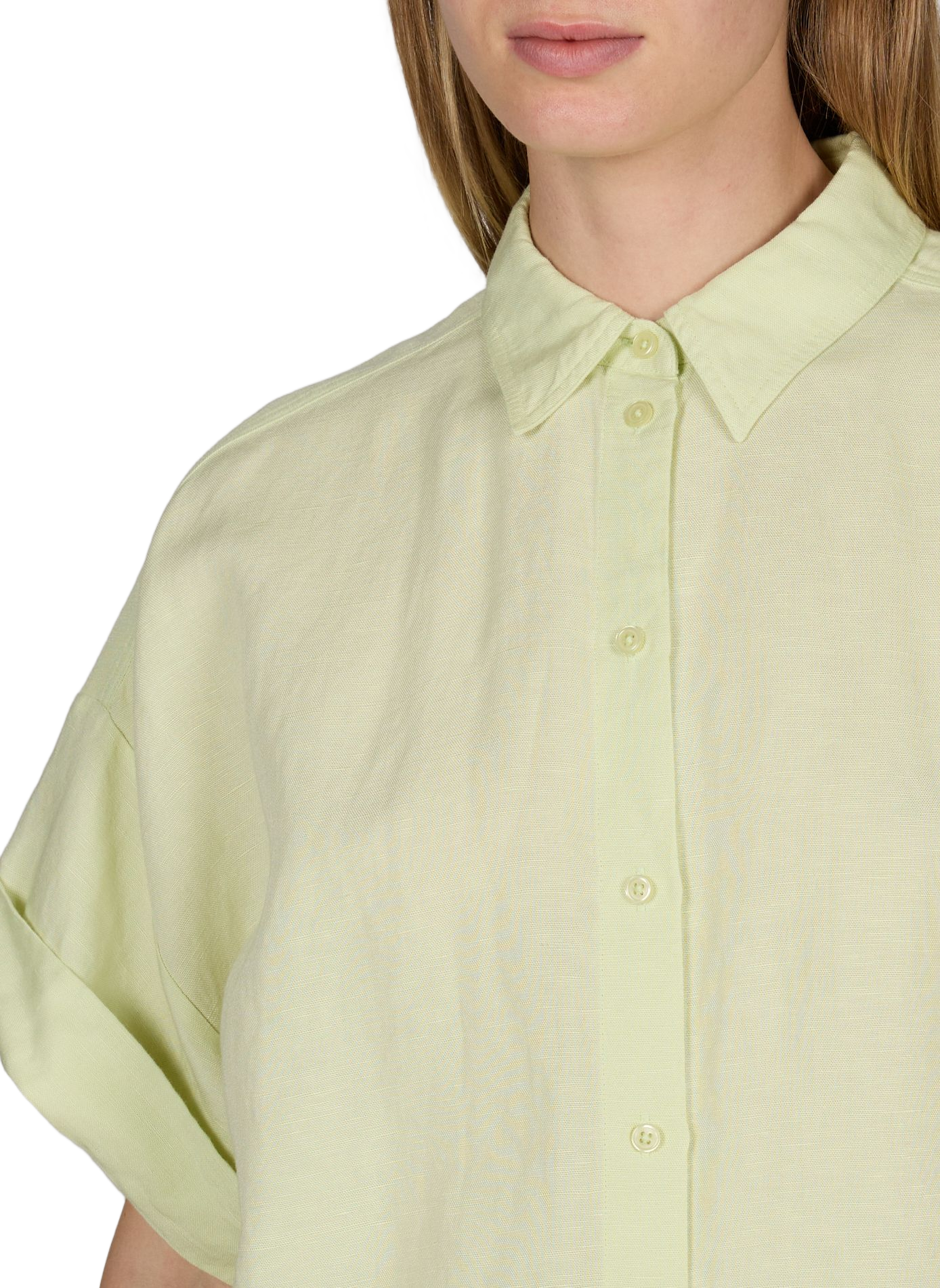 Short-sleeved linen blend Bisenas shirt BOSS Green