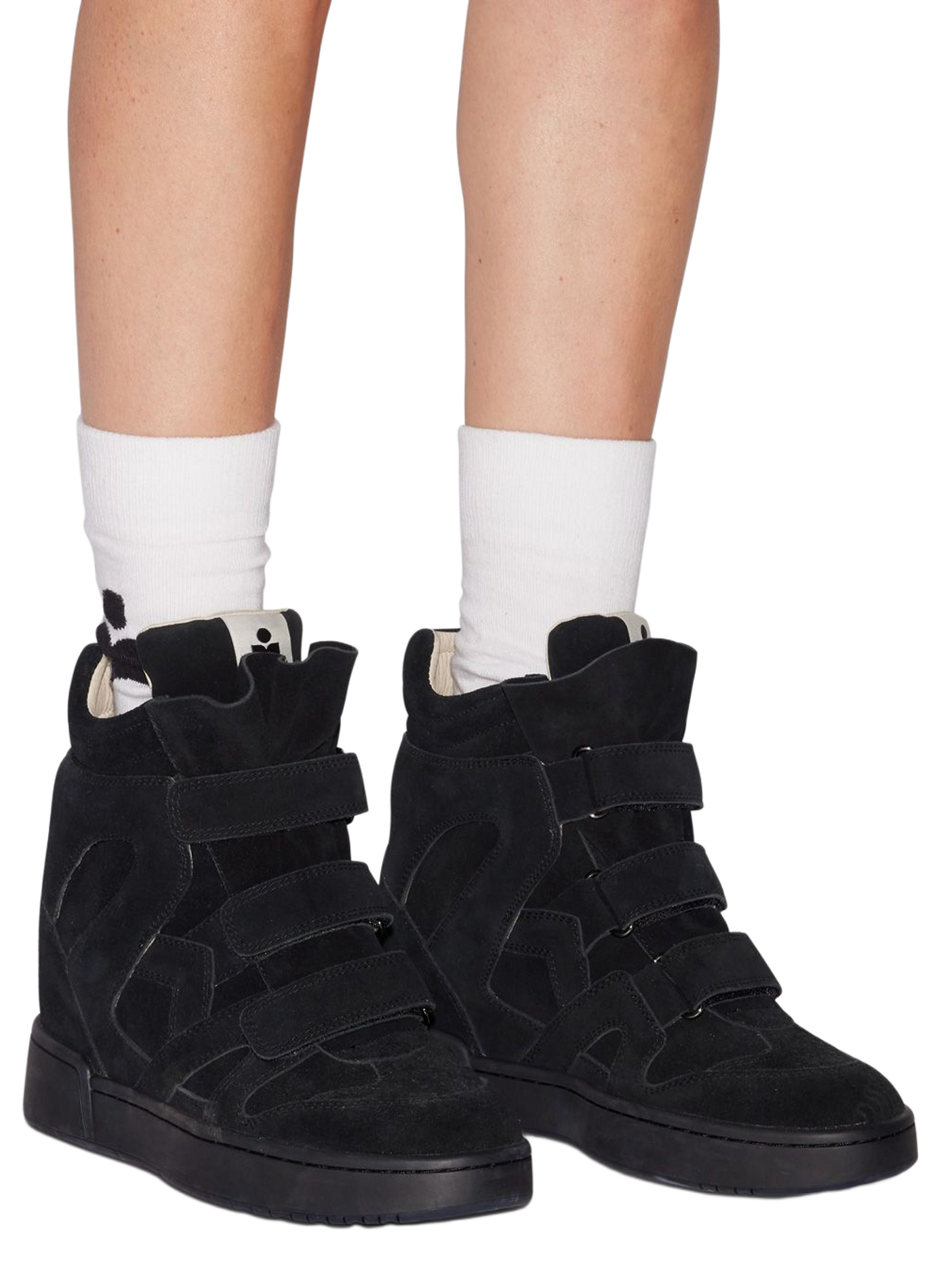 Wedge high-top sneakers in suede leather ISABEL MARANT Black