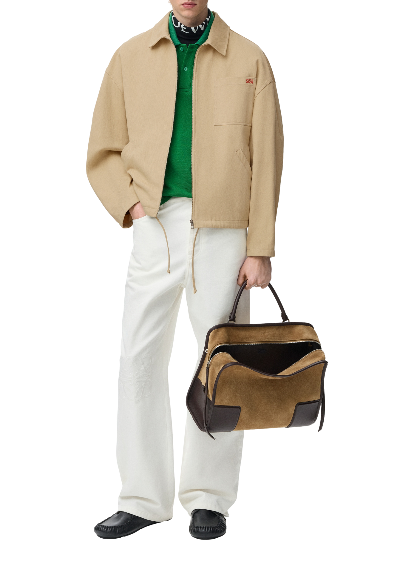 Zip-up cotton twill jacket LOEWE Beige