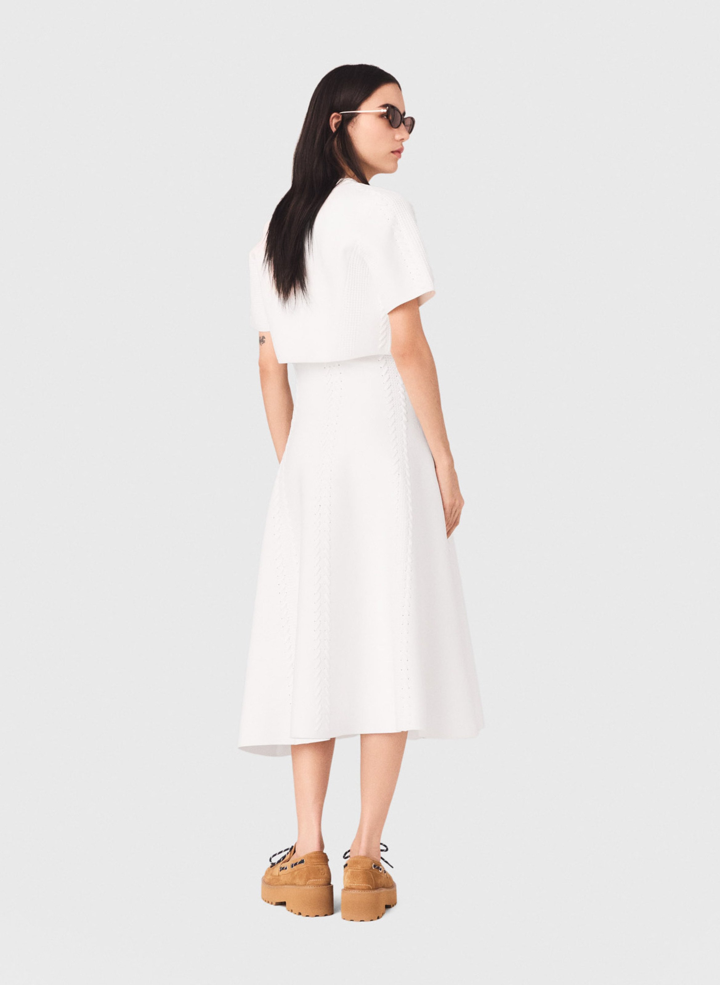 Cardigan court en maille tressée | Blanc MAJE Femme