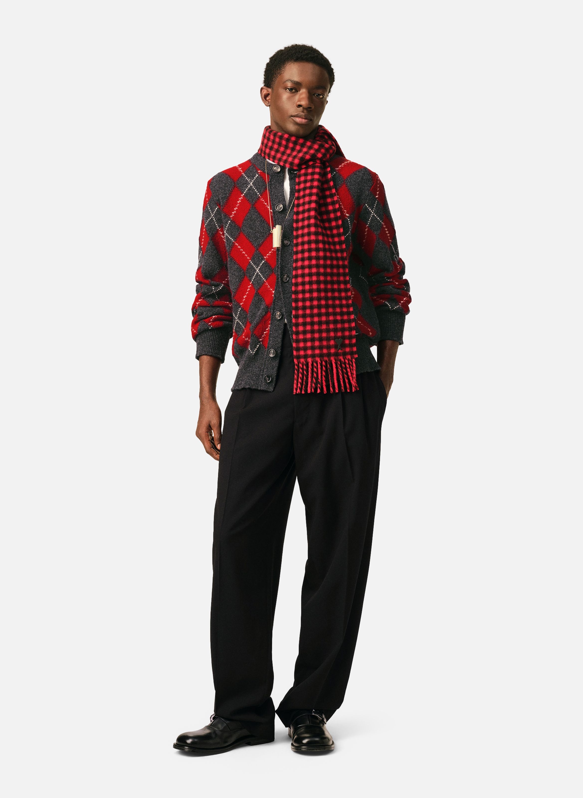 Pantalon deux plis en laine AMI PARIS Noir