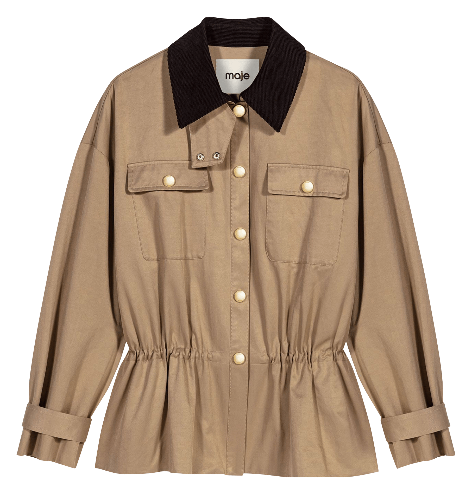 Veste col classique en coton mélangé MAJE Beige