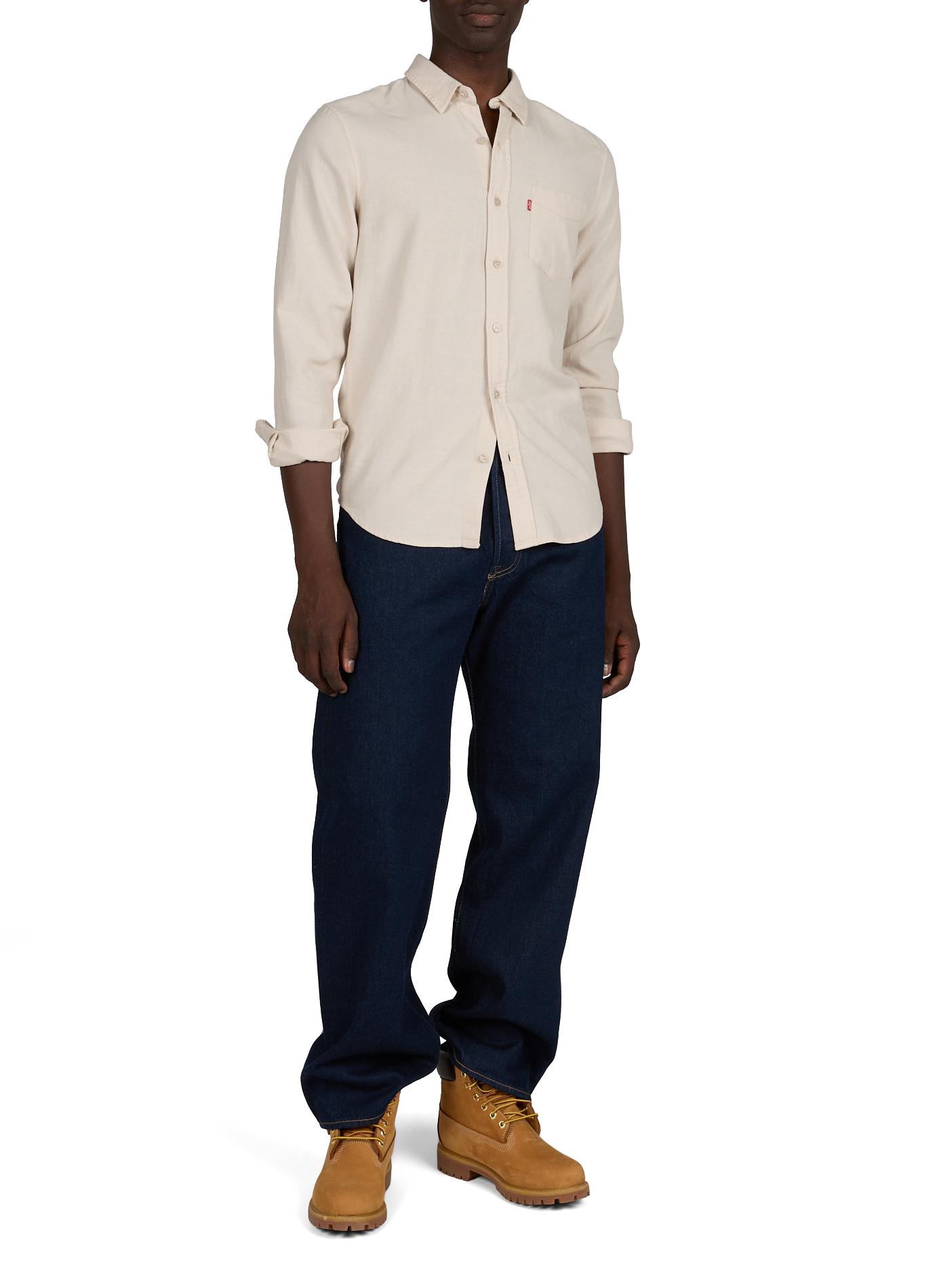 Solid shirt with classic collar in blended linen and cotton. LEVI'S Beige
