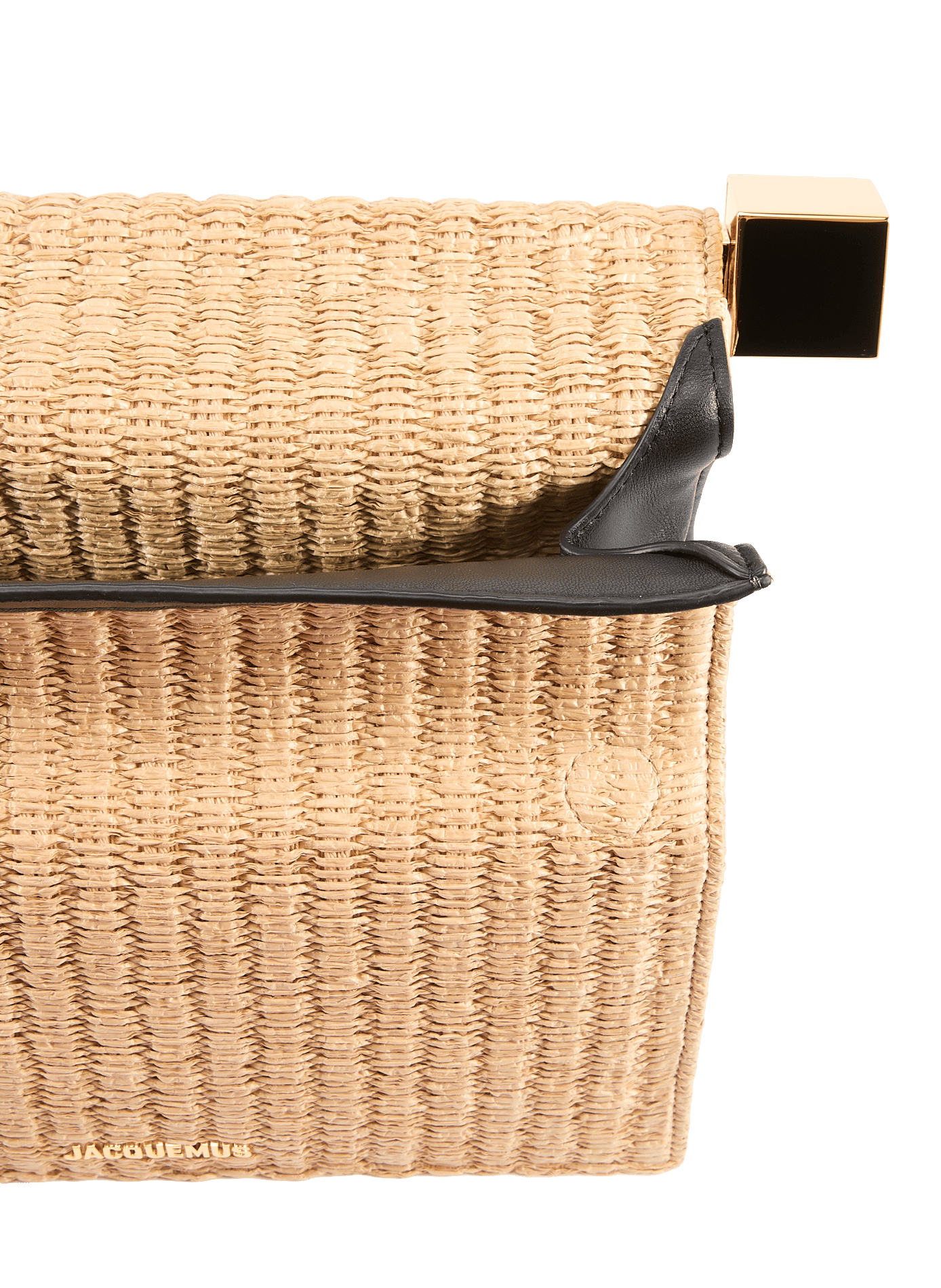 The Round Square Mixed Leather Clutch JACQUEMUS Beige